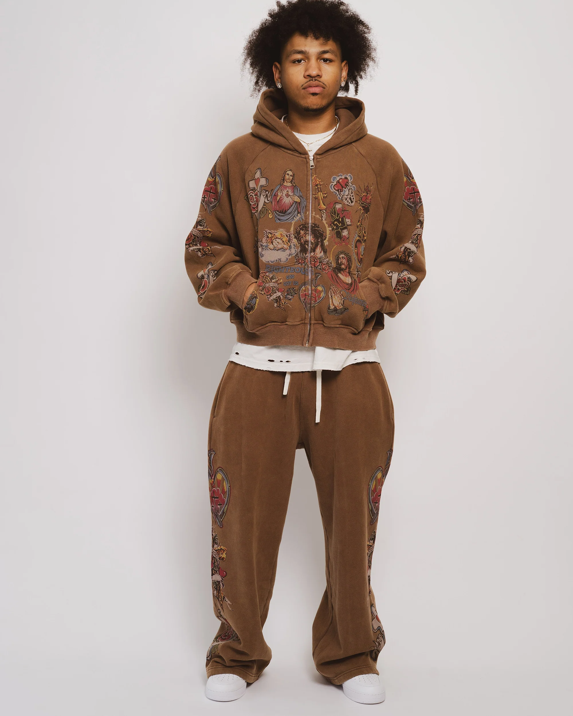 "Risen King" Cropped Zip (Mocha) - Image 3
