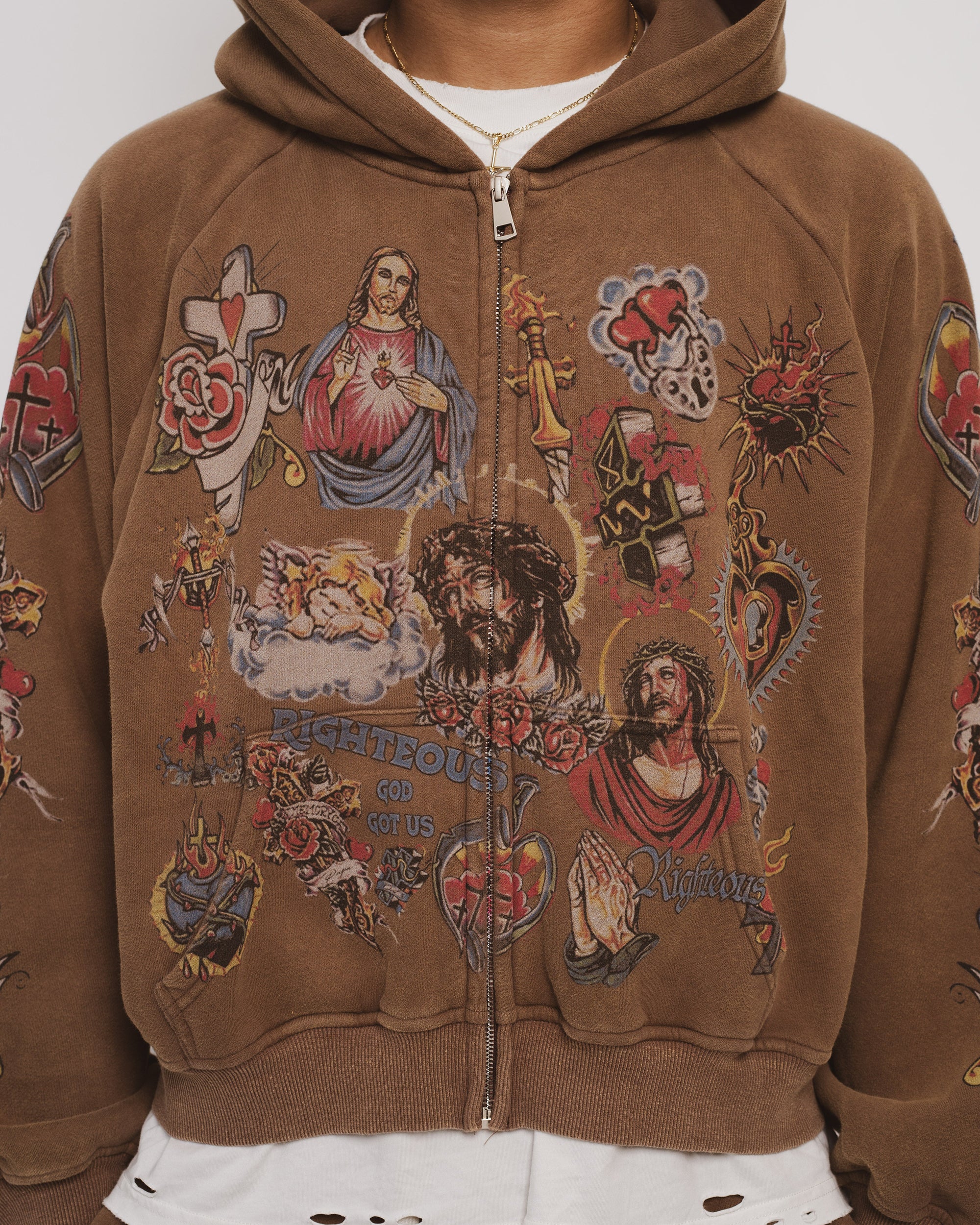 "Risen King" Cropped Zip (Mocha) - Image 5