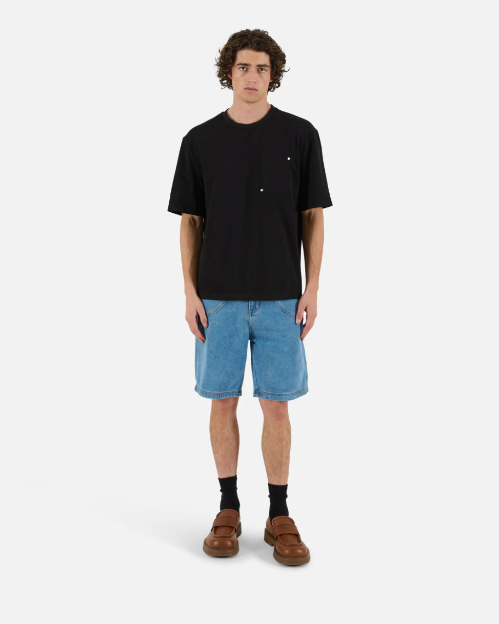 Rivet Pocket Oversized Tee - Black - Image 3
