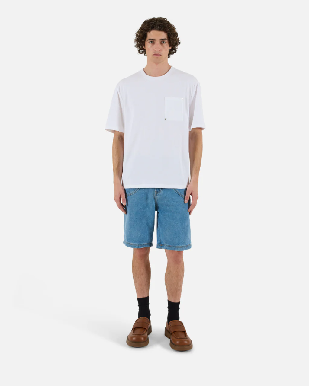 Rivet Pocket Oversized Tee - White - Image 3