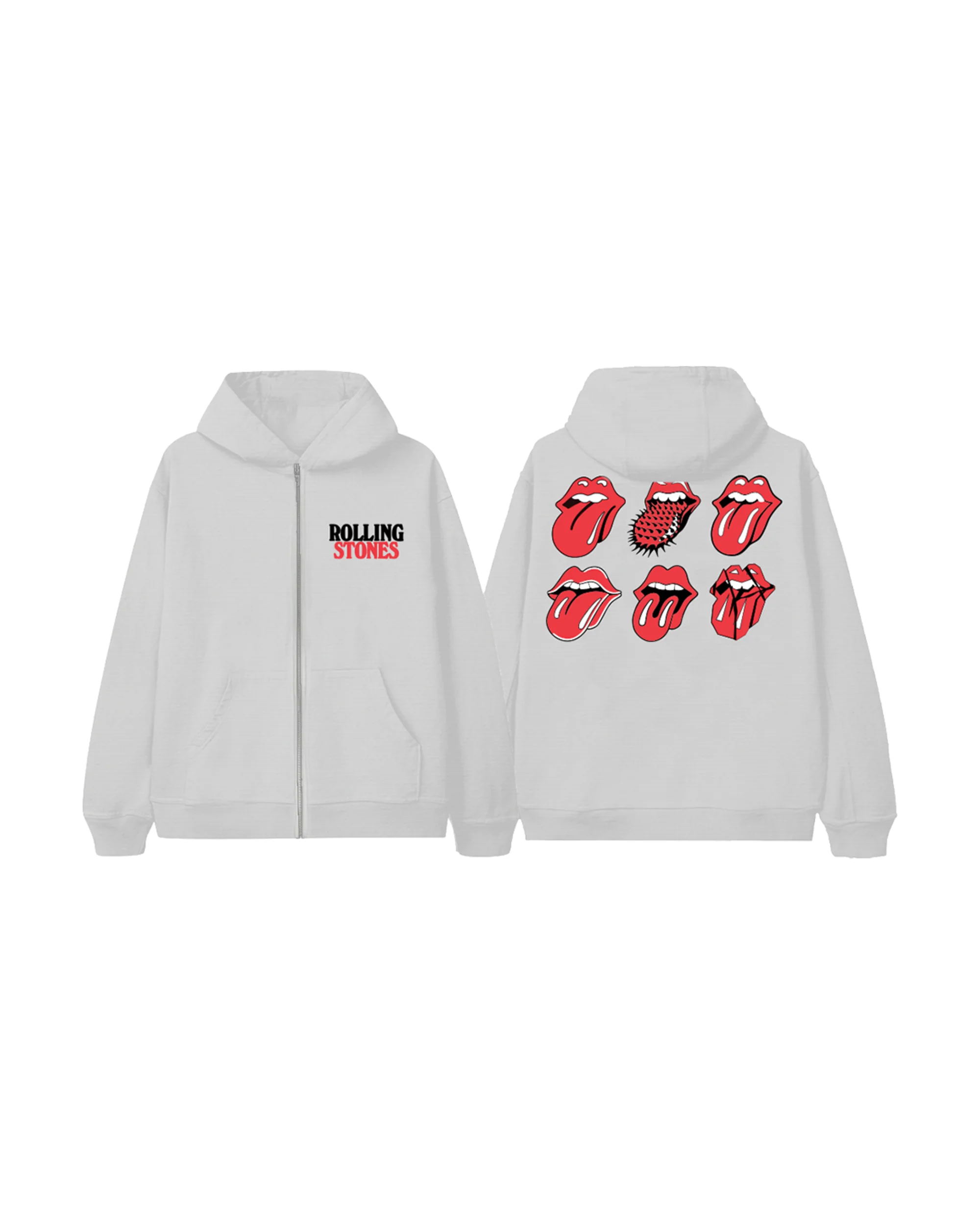 Rolling Stones Licks Ash Grey Zip Hoodie - Image 2