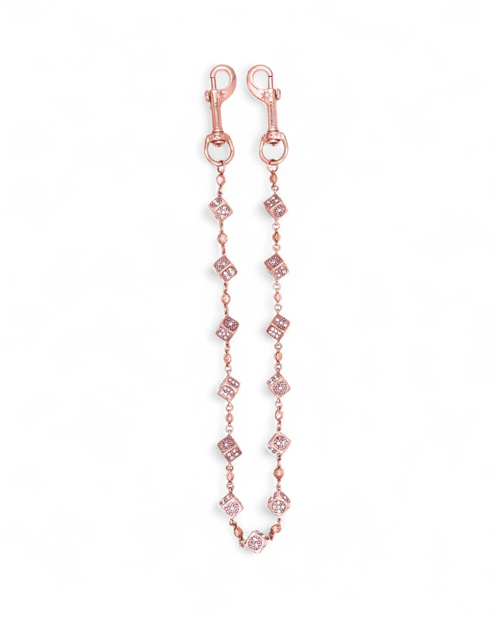 Rose Gold Dice Wallet Chain - Pink Stones - Image 3