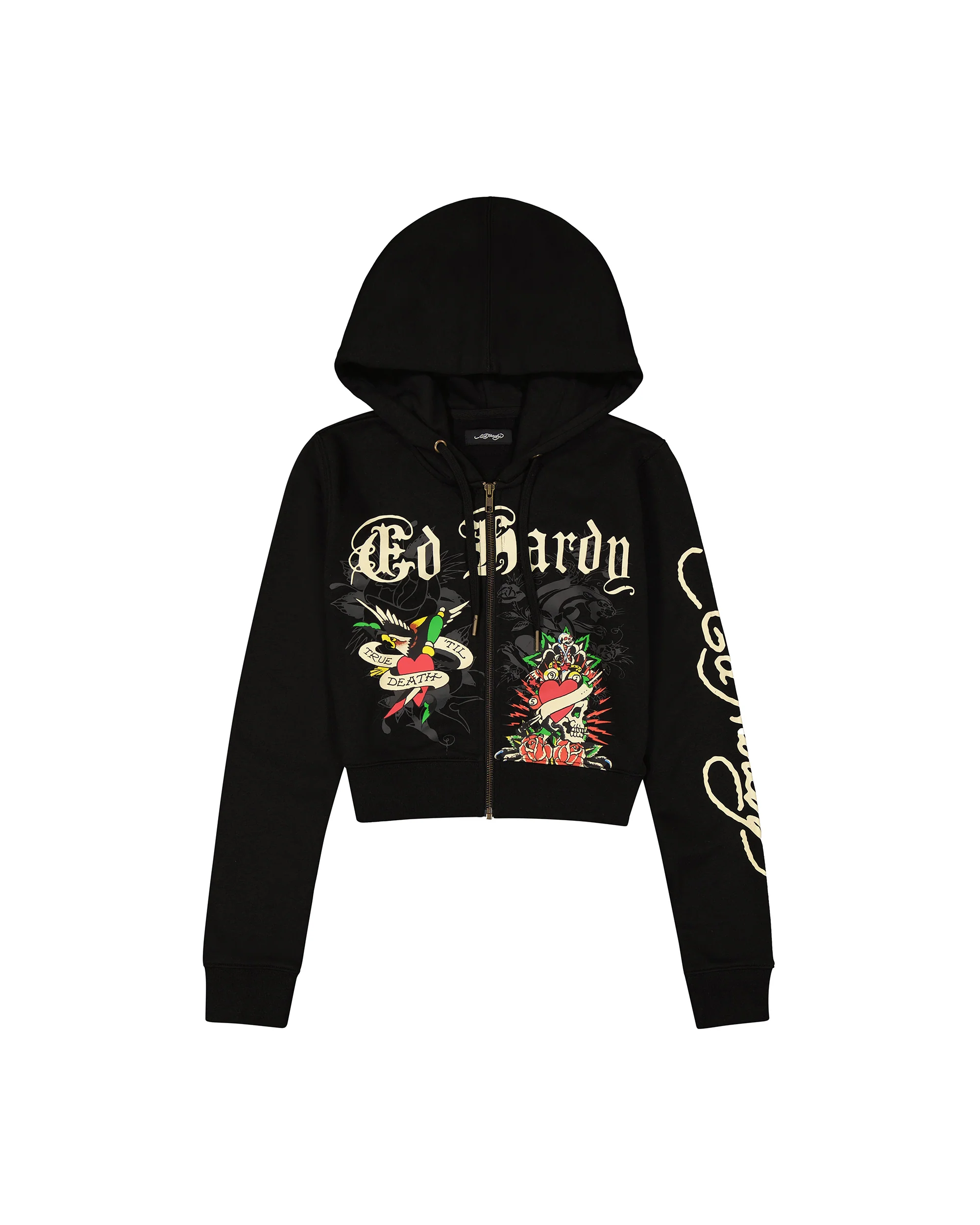 Rose Skull Zip Front Hoodie