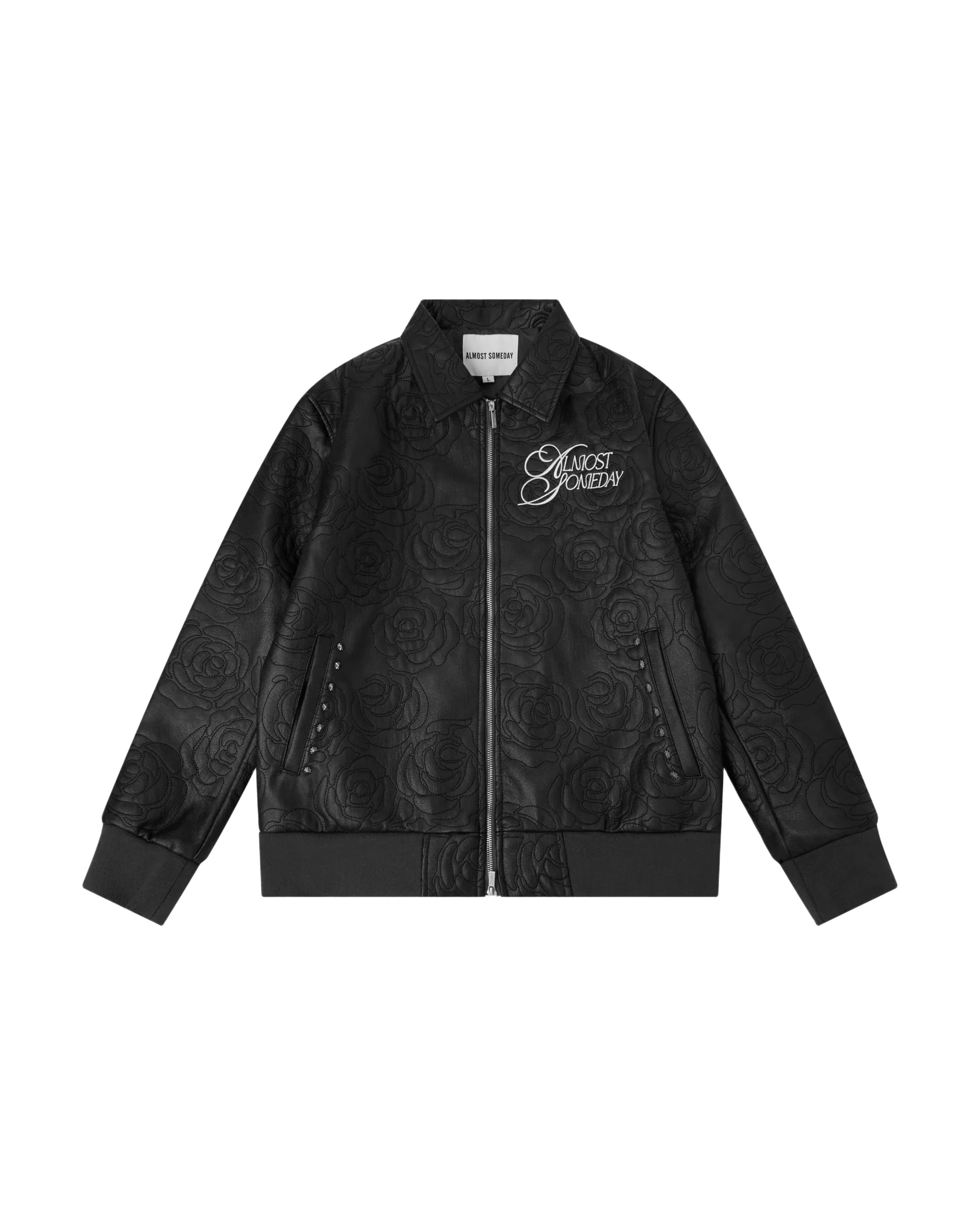 Rosette Embroidered Jacket - Black