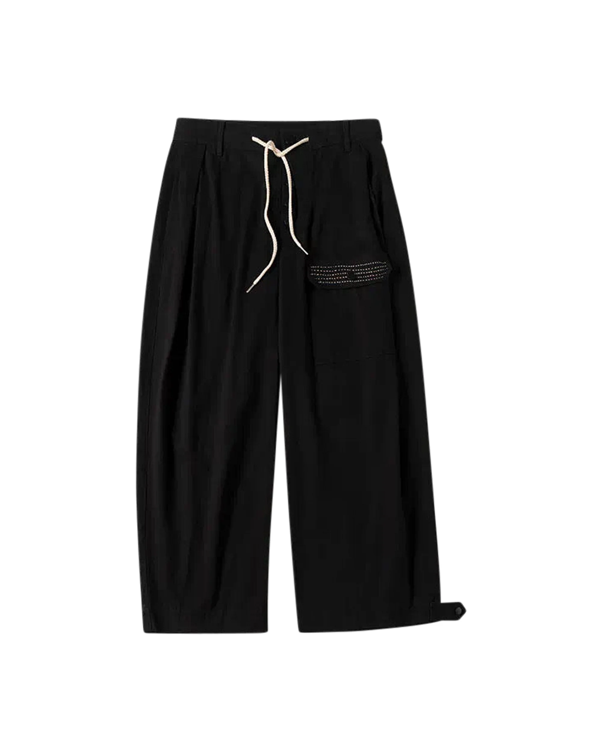 Sashiko Wide Leg Pants - Black