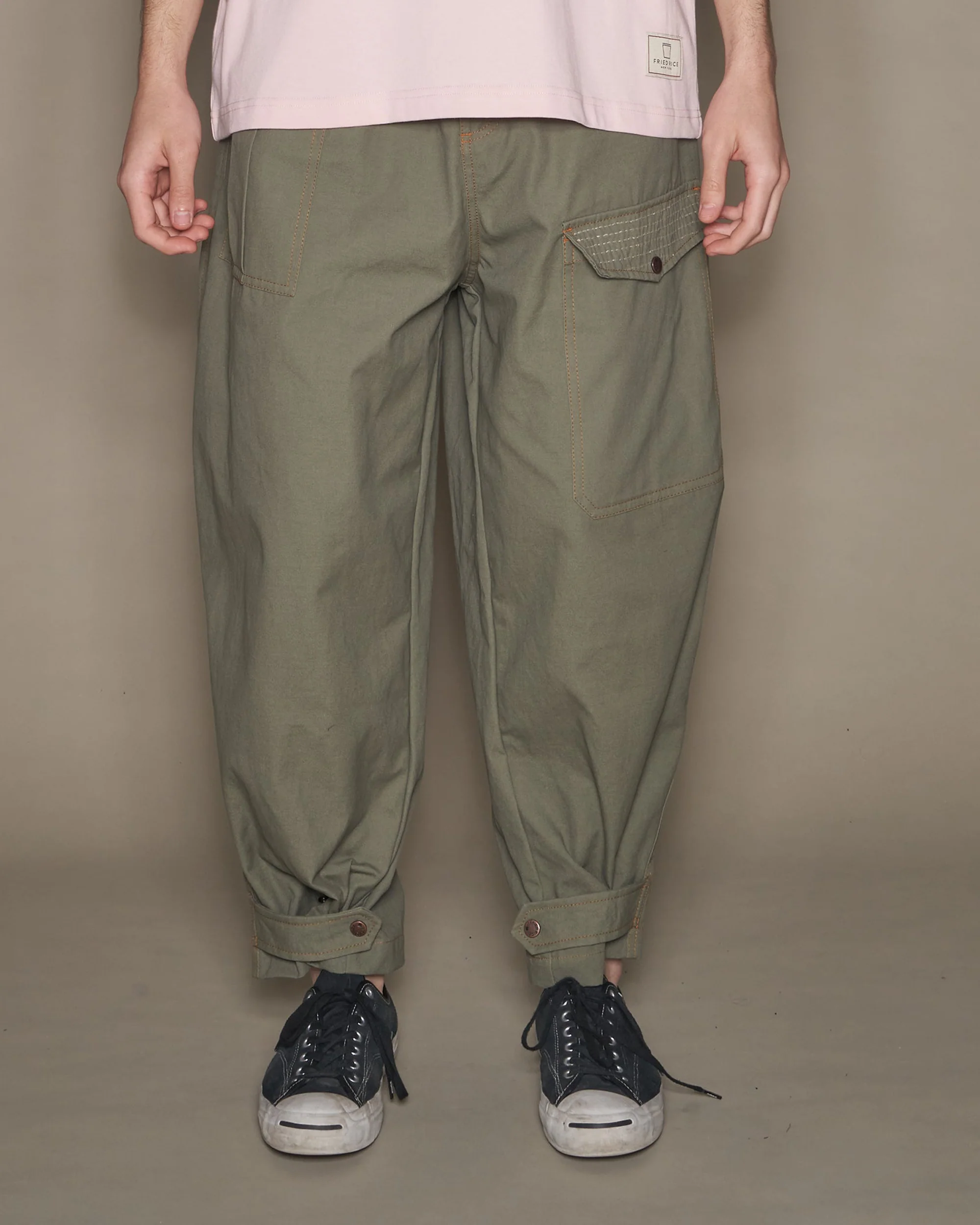 Sashiko Wide Leg Pants - Olive - Image 6
