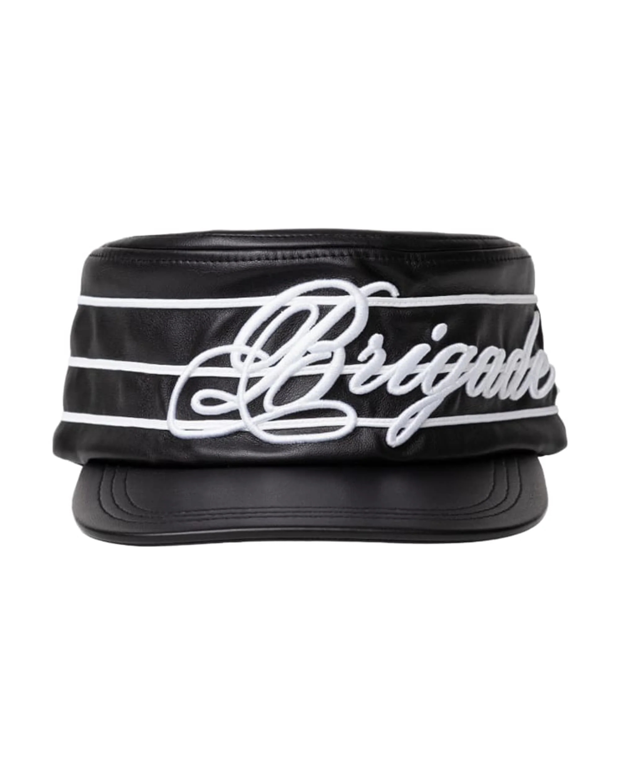 Script Leather Pillbox Hat