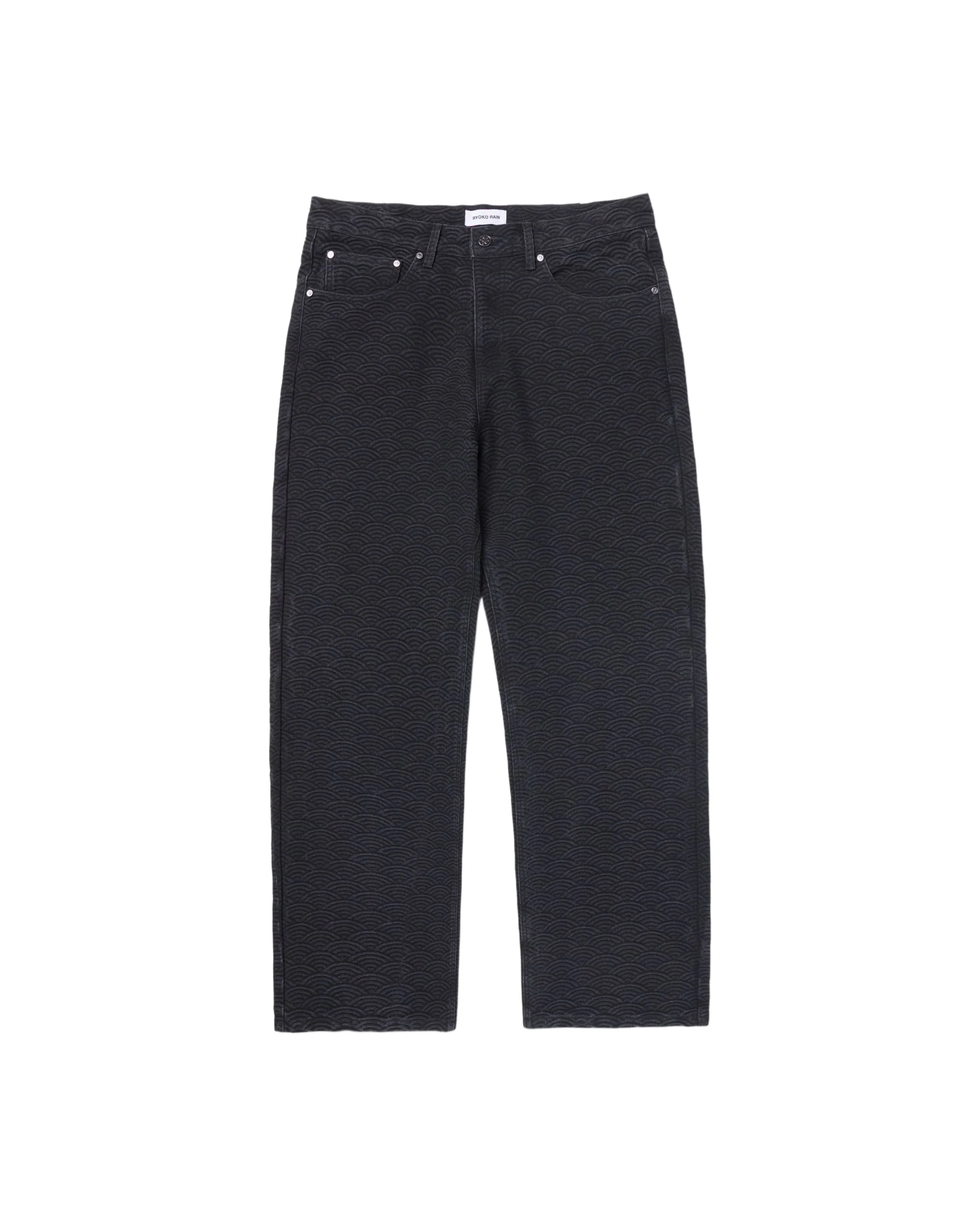 SEIGAIHA JACQUARD DENIM JEANS - BLACK