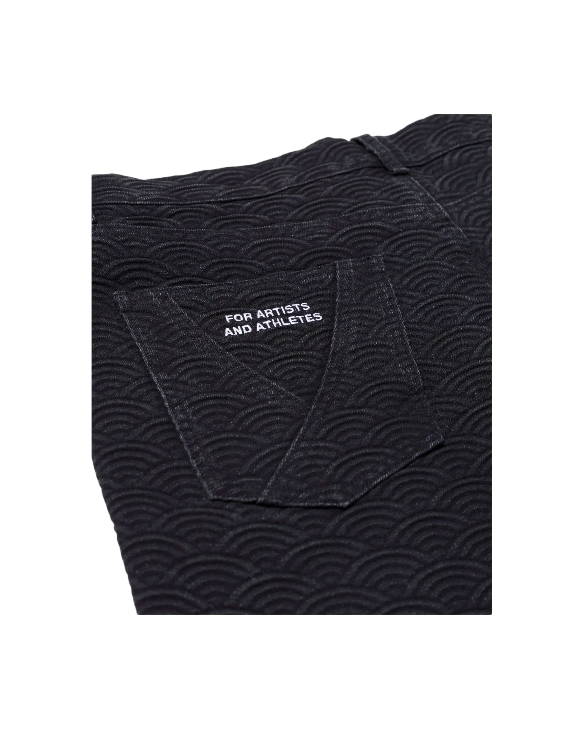 SEIGAIHA JACQUARD DENIM JEANS - BLACK - Image 2