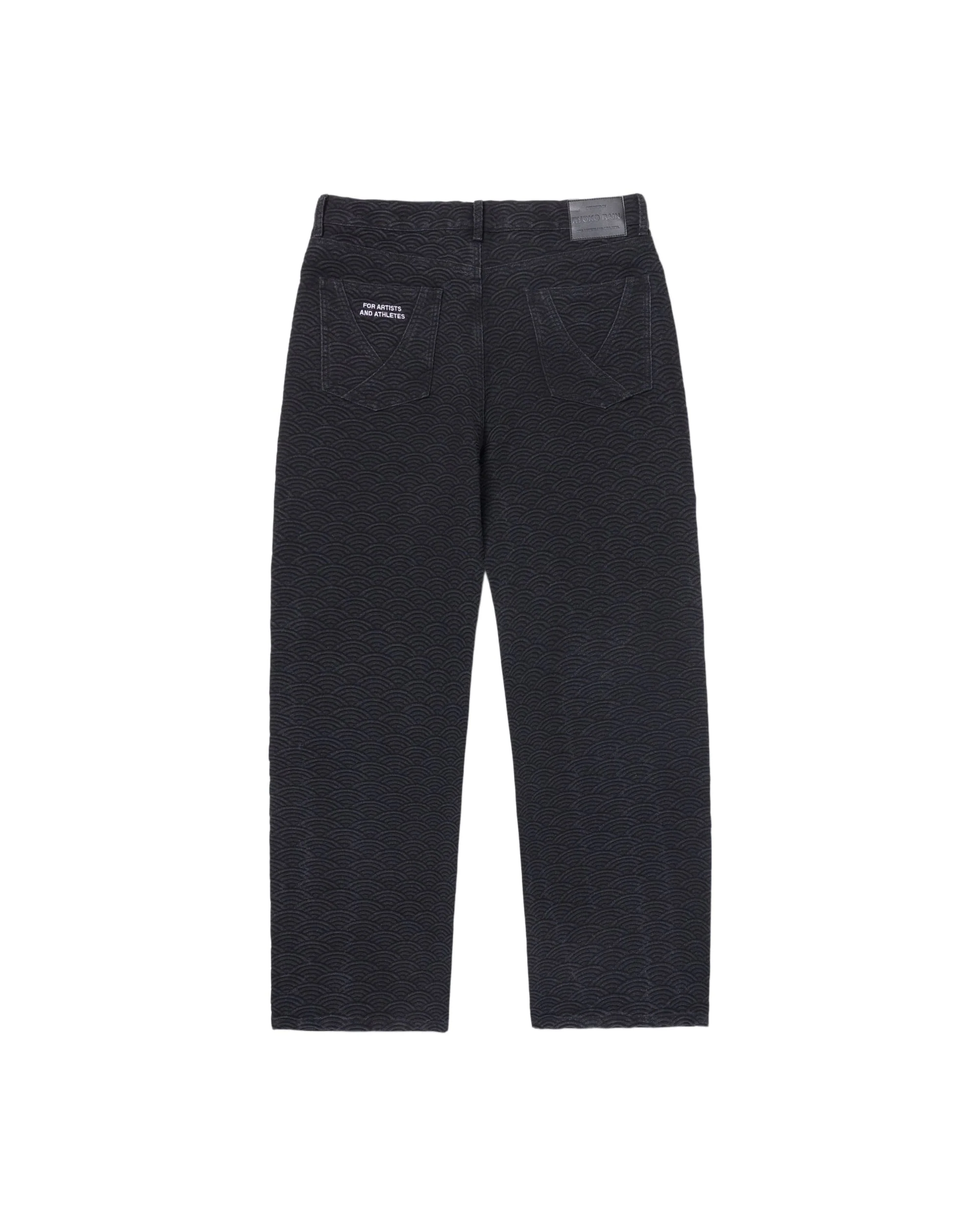 SEIGAIHA JACQUARD DENIM JEANS - BLACK - Image 4