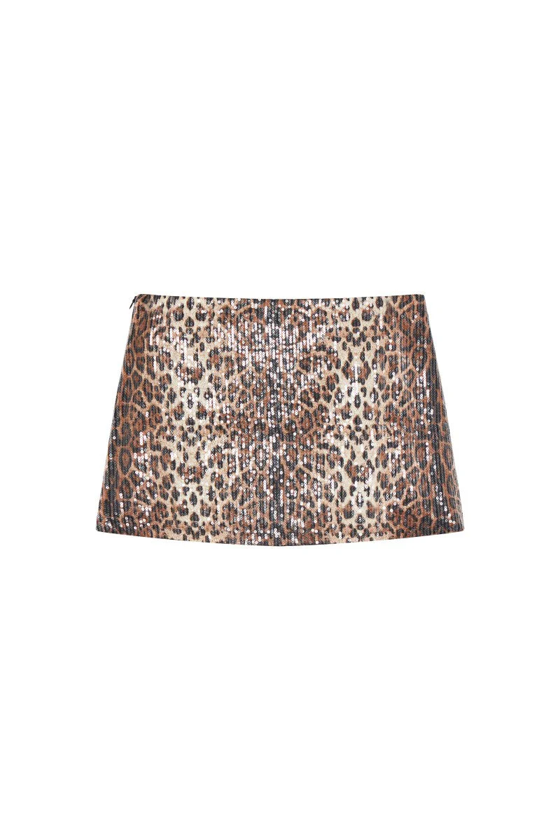 Sequin Leopard Print Skirt - Image 11
