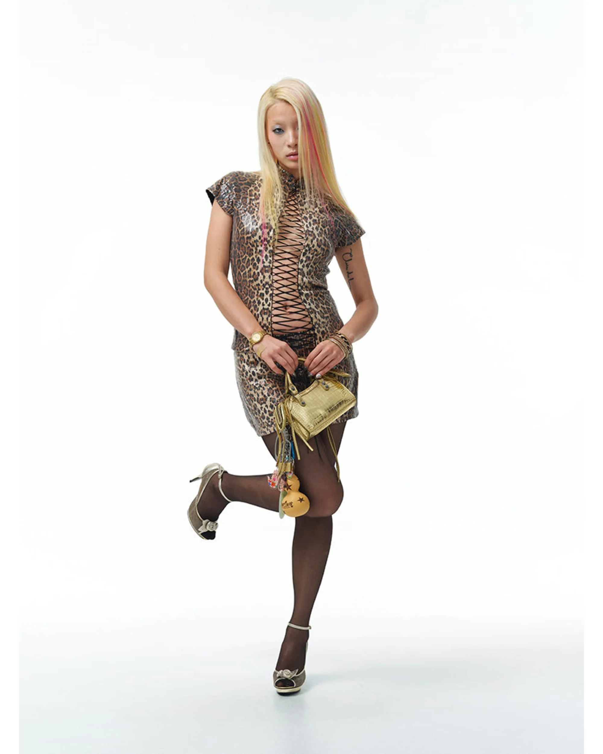Sequin Leopard Print Skirt - Image 5