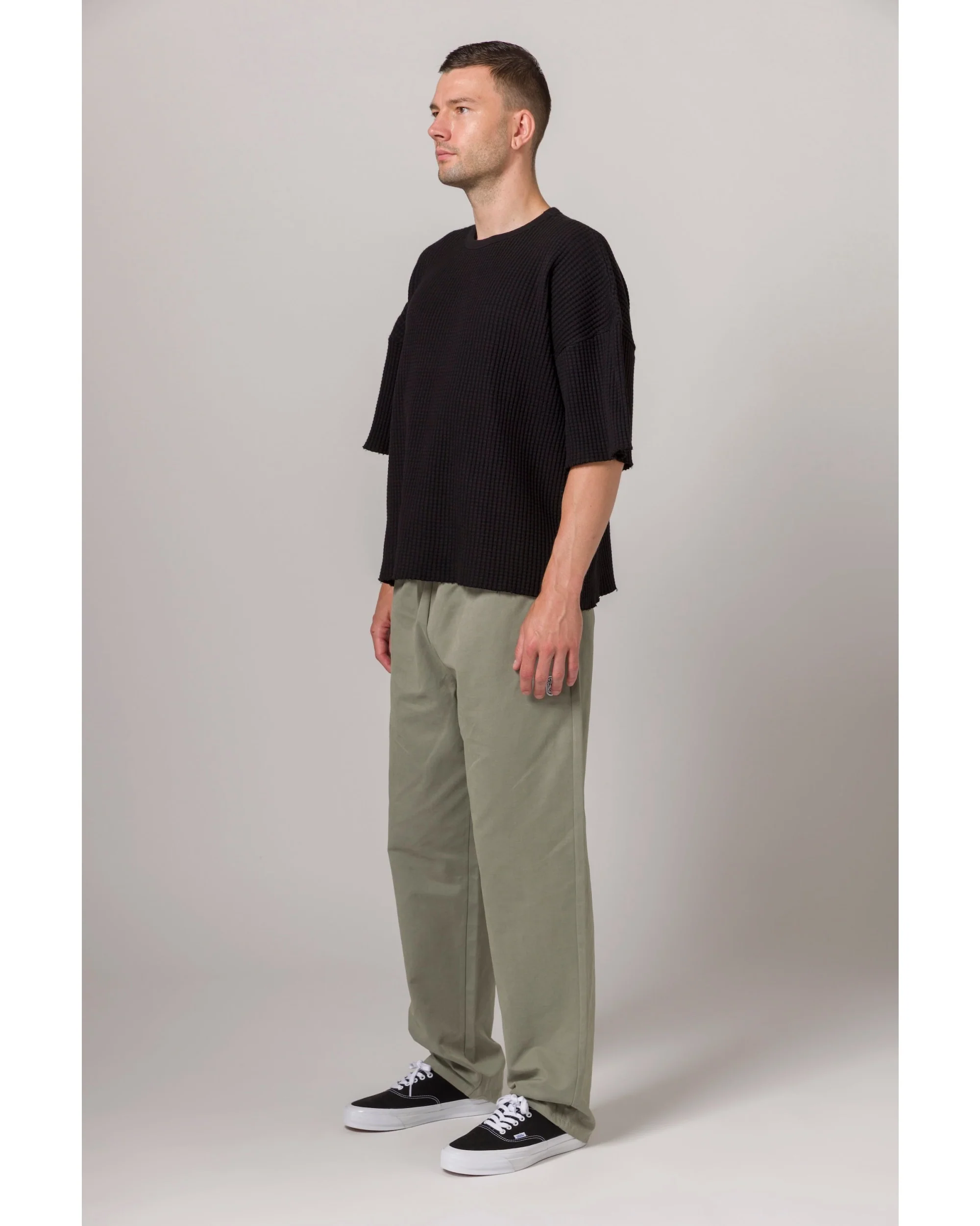Short Sleeve Thermal Sweater - Black - Image 7