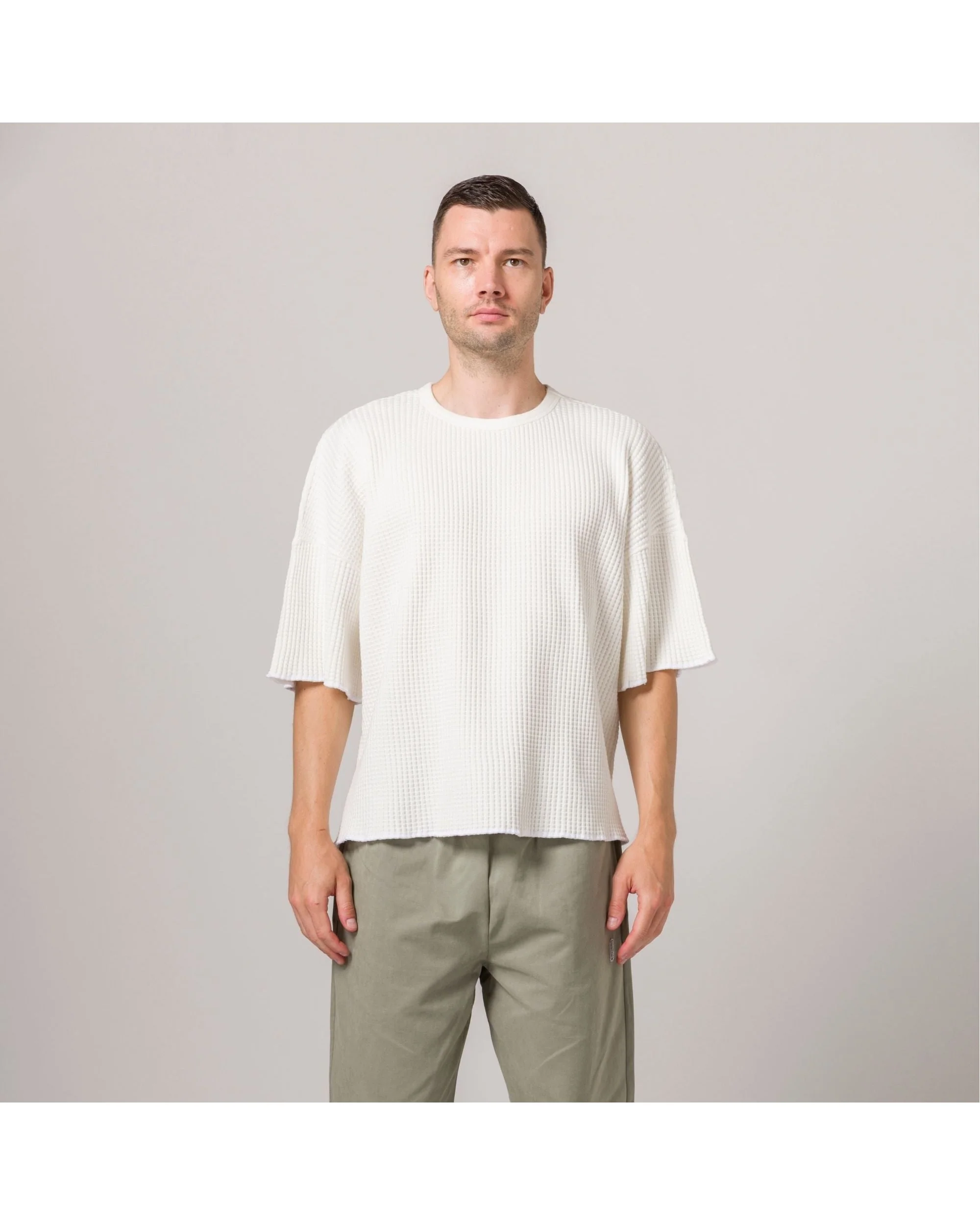 Short Sleeve Thermal Sweater - Natural - Image 2