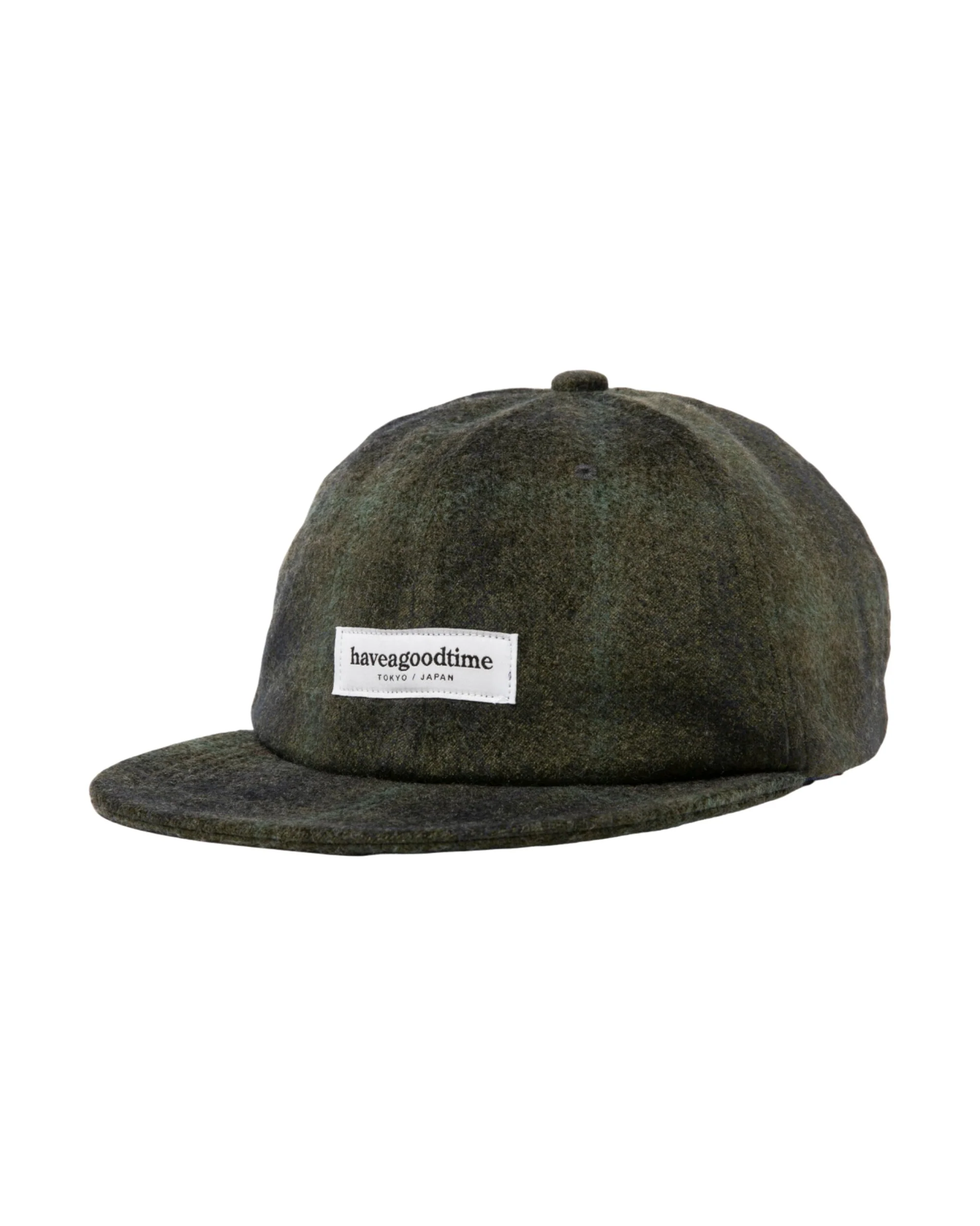 SIDE LOGO NEEDLE PUNCH CHECK CAP GREEN - Image 2