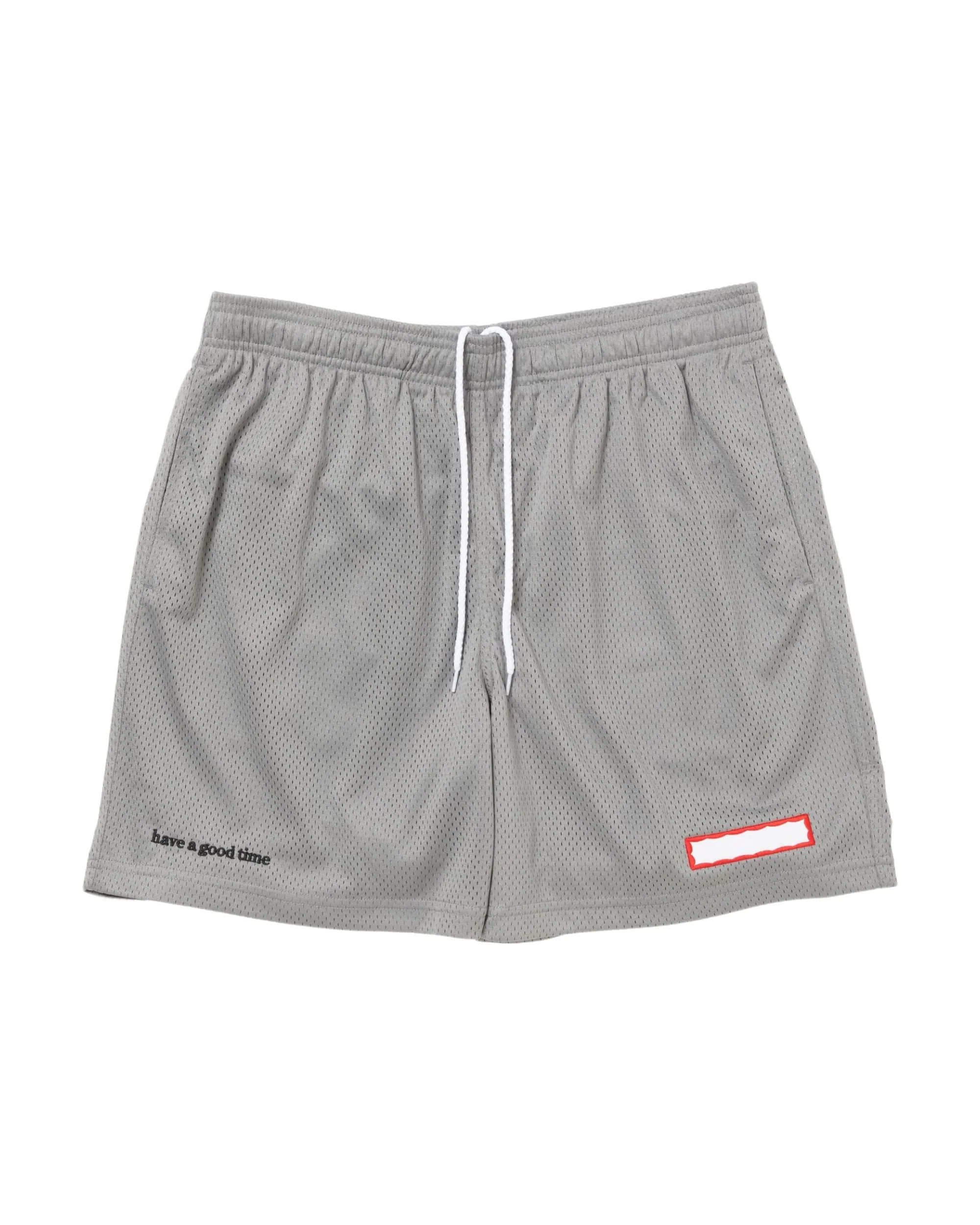 SIDE LOGO SIDE BLANK FRAME MESH SHORTS - ICE GREY