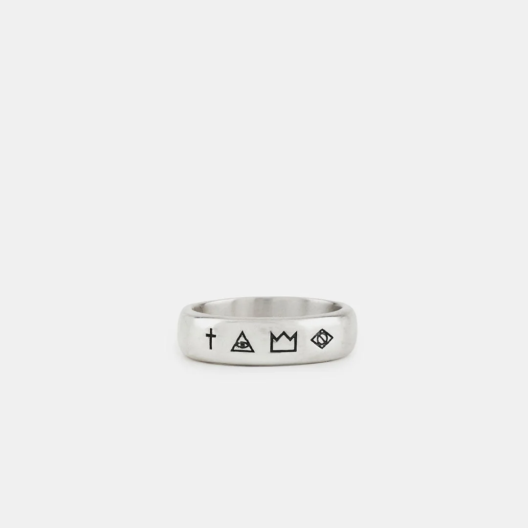 Silver 4 Symbols Ring - Image 3