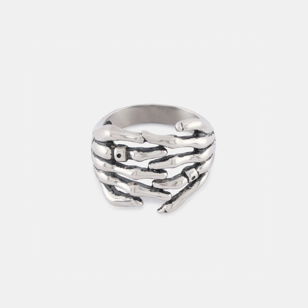 Silver Skeleton Hands Ring - Image 11