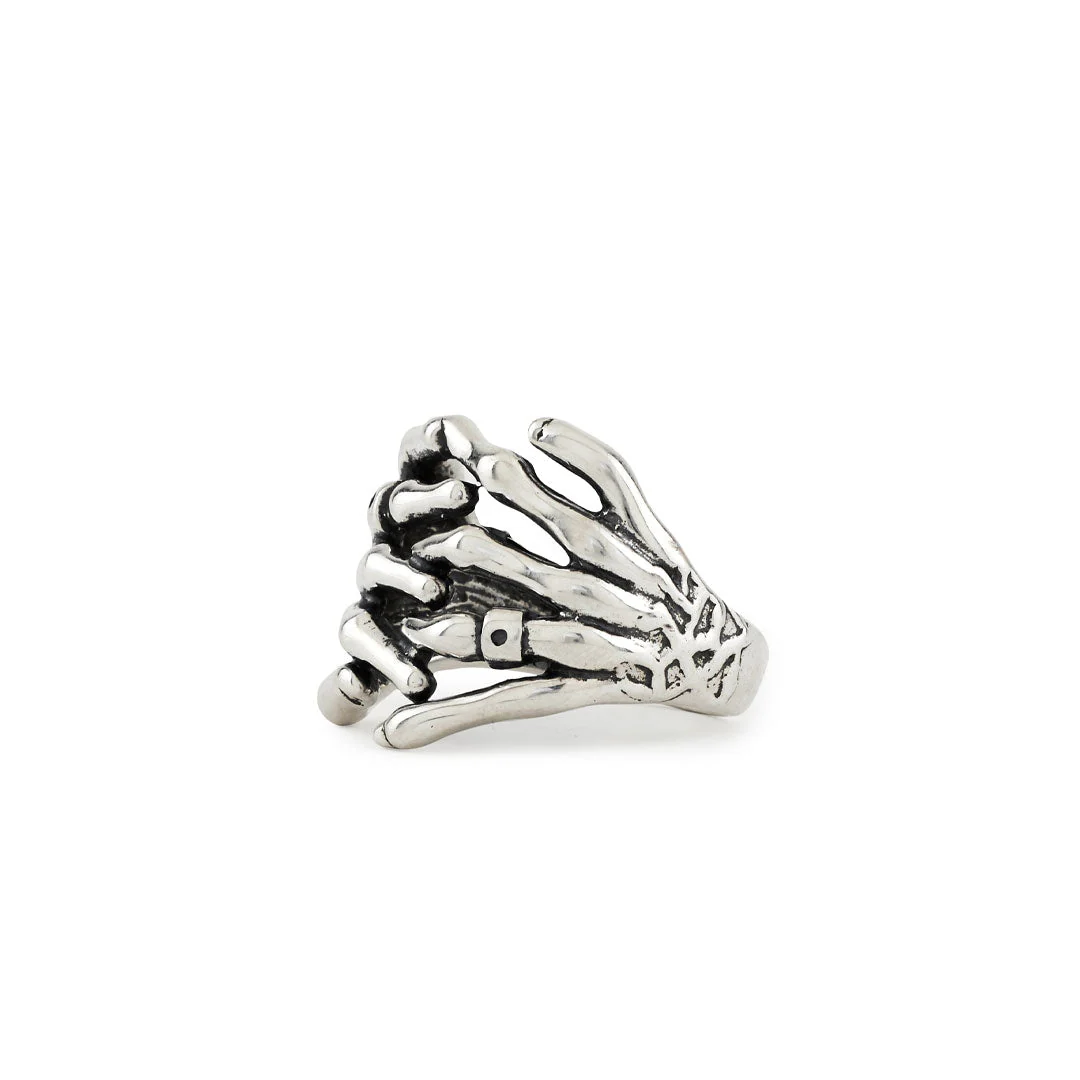 Silver Skeleton Hands Ring - Image 15