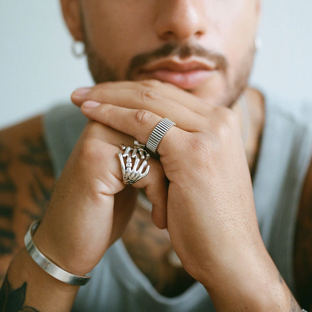 Silver Skeleton Hands Ring - Image 20