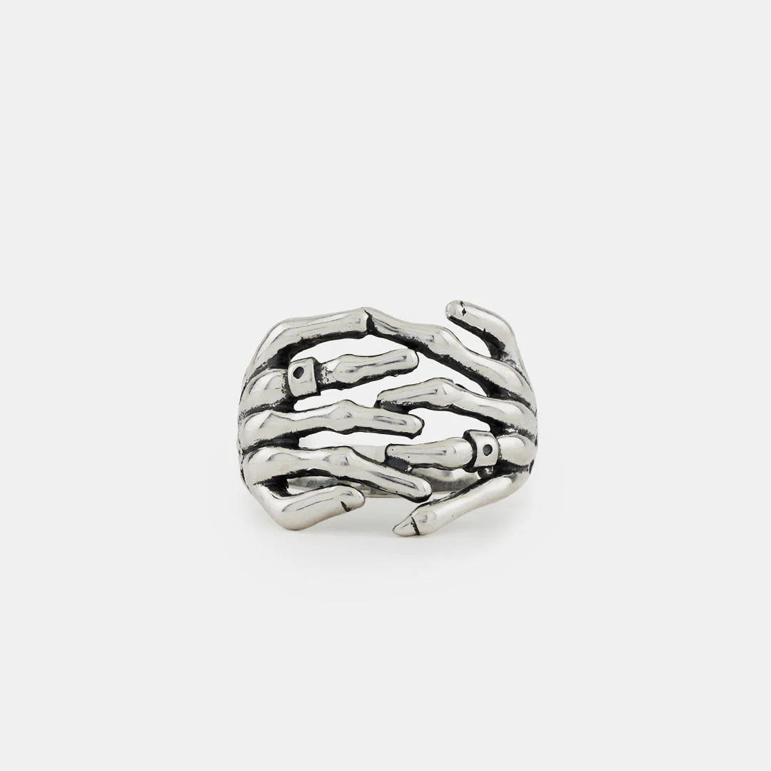 Silver Skeleton Hands Ring - Image 3