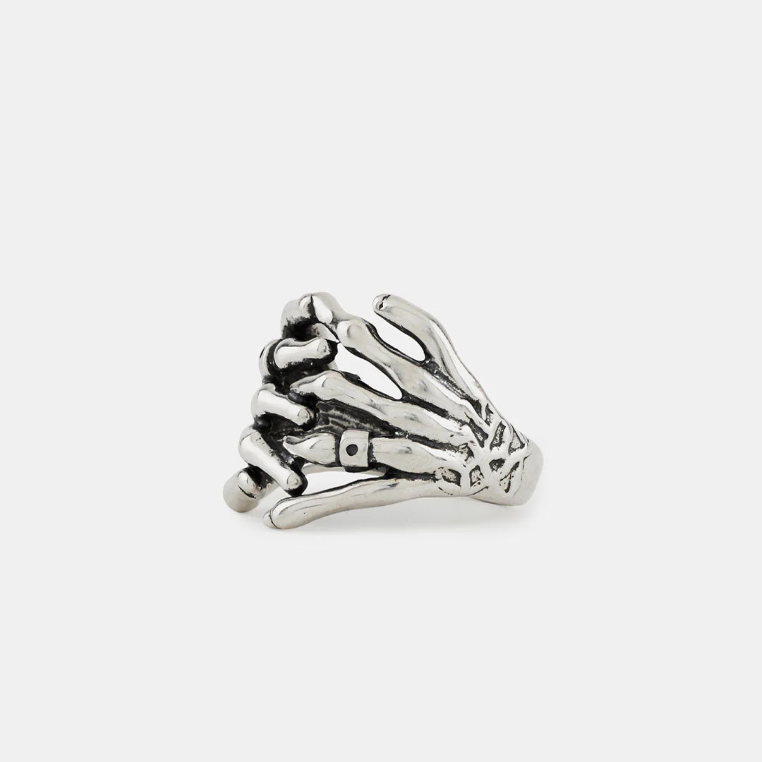 Silver Skeleton Hands Ring - Image 4
