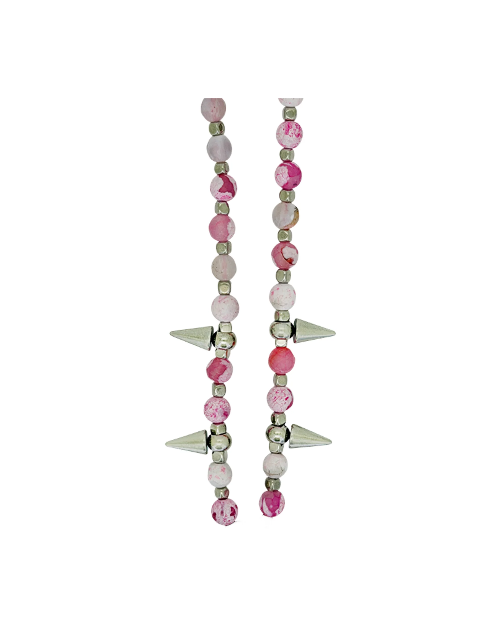 Silver Spikes – Pink Agate / Rose Cross - Image 3