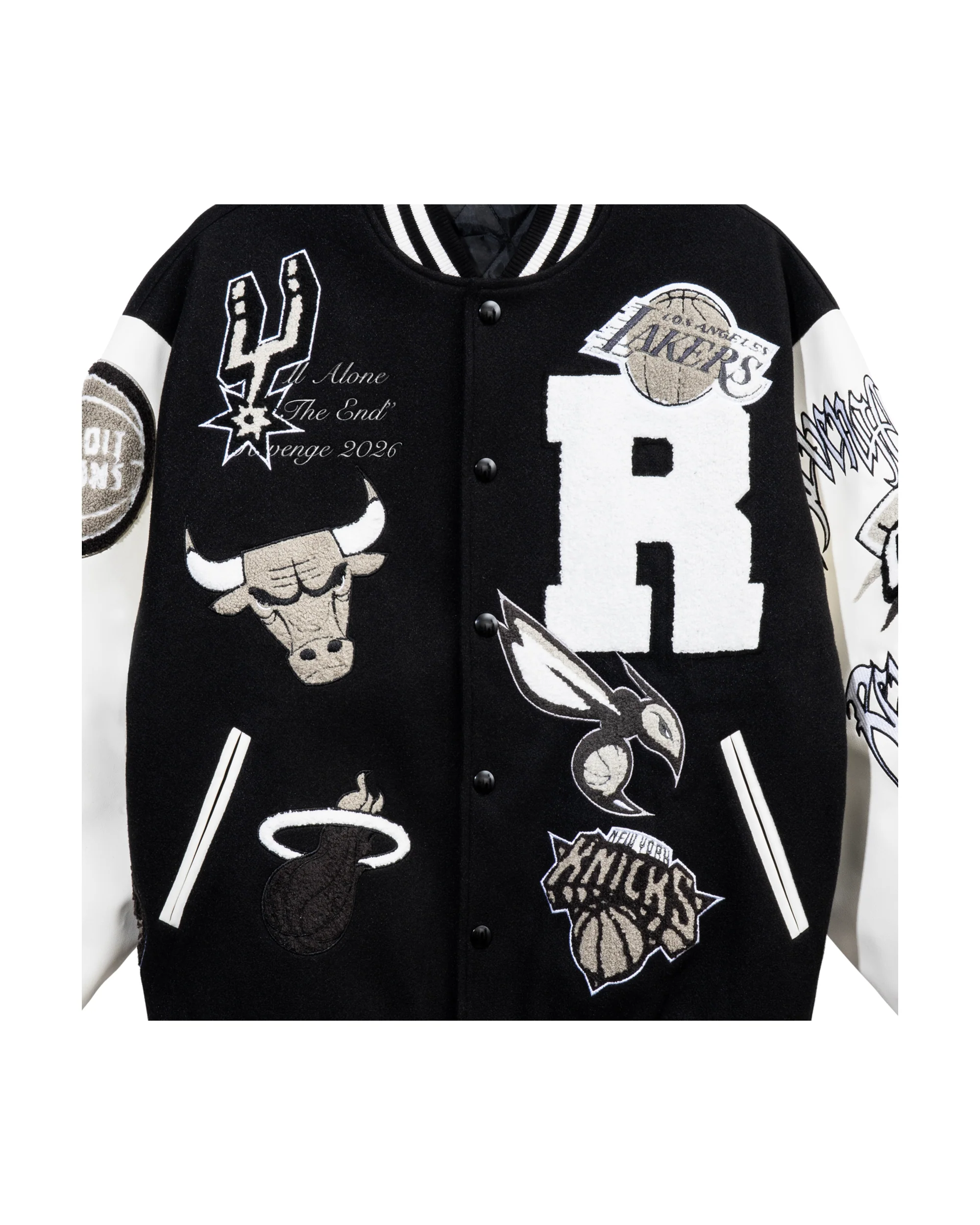 SKULL VARSITY JACKET BLACK - Image 6