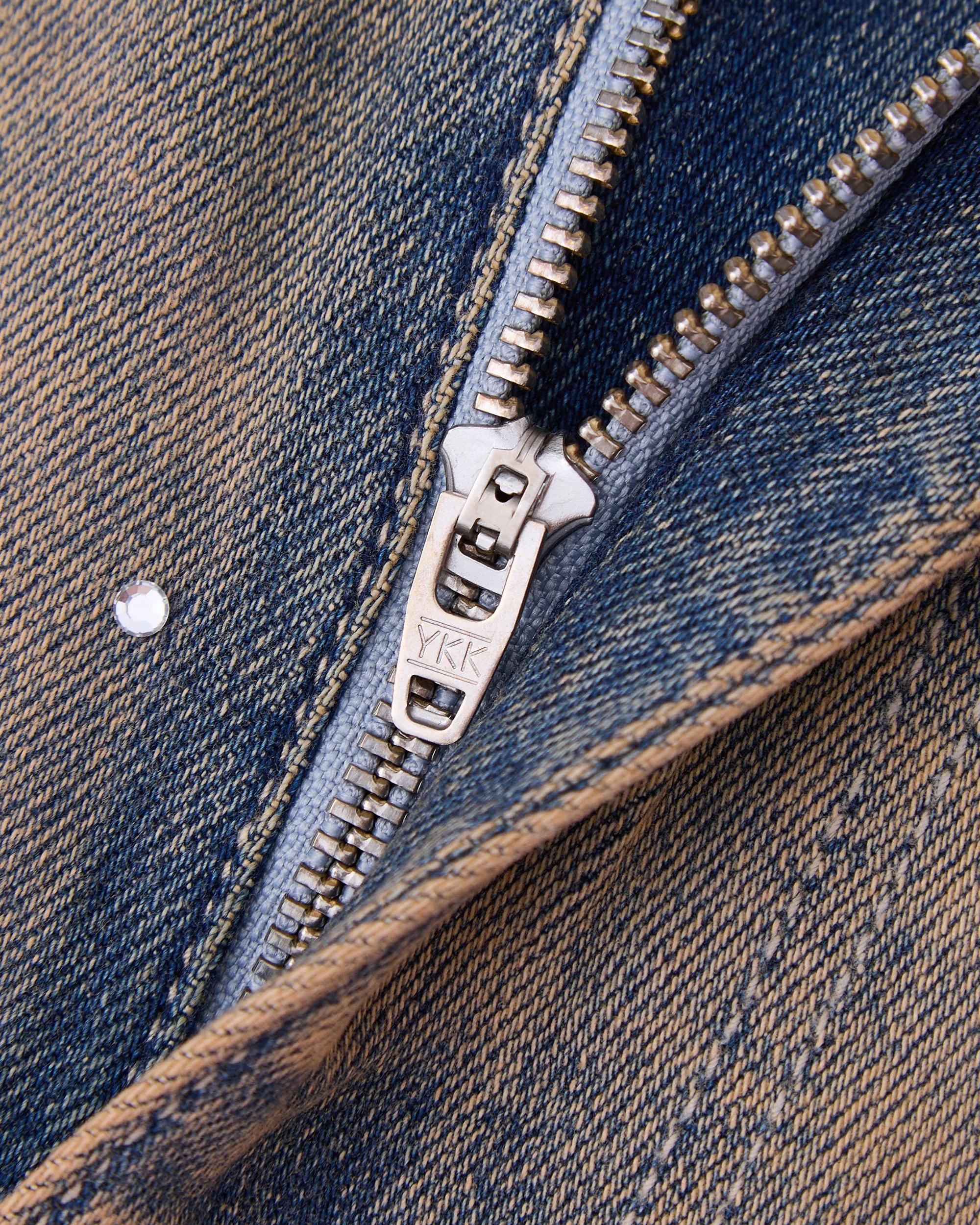 Solomon Rhinestone Denim Jorts - Light Blue - Image 5