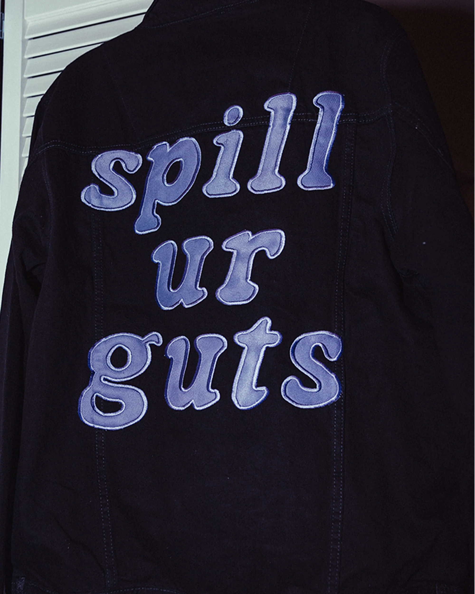 spill ur guts black denim jacket - Image 4