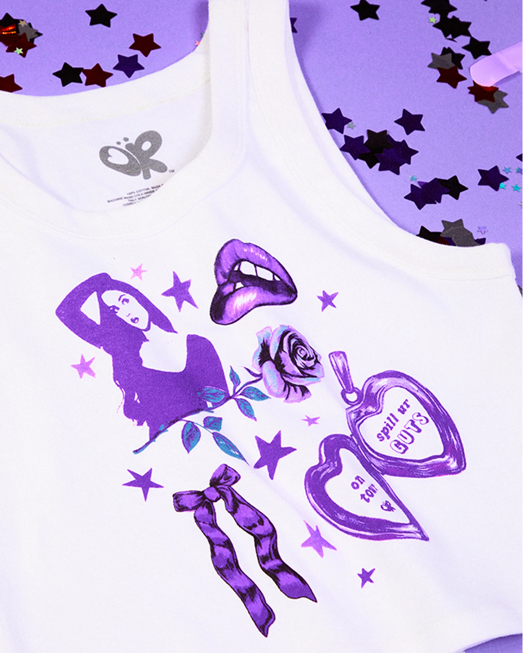 spill ur GUTS on tour crop tank in white - Image 3