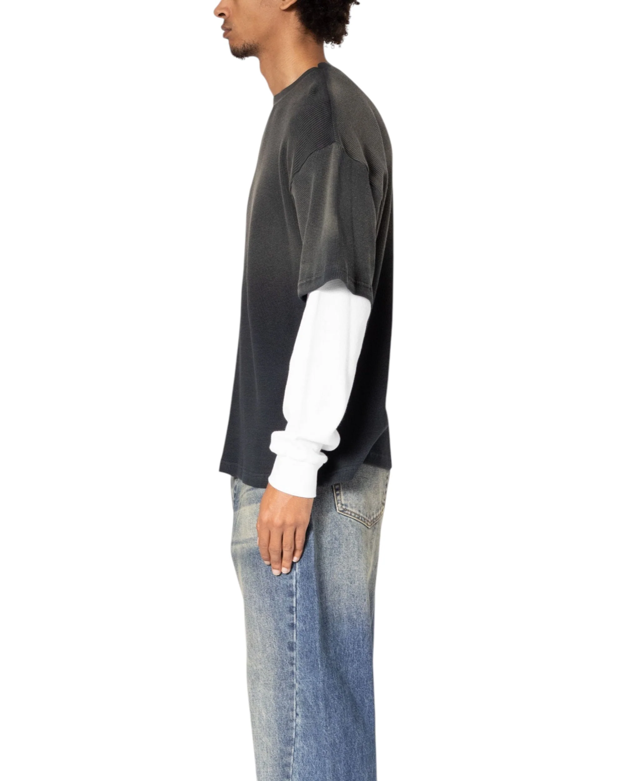 Sprayed Thermal L/S Tee - Black/White - Image 6