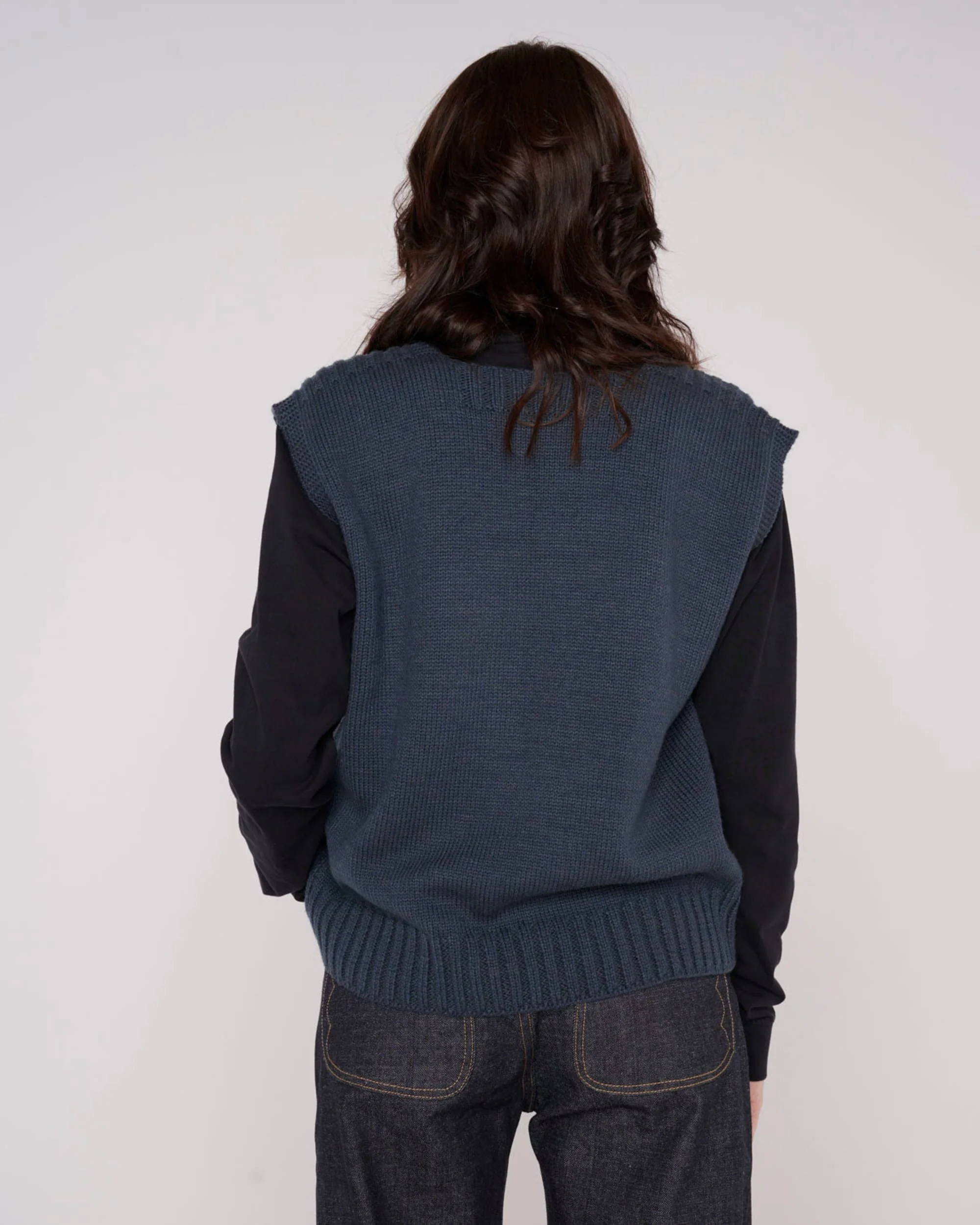 Square Neck Sweater Vest - Slate - Image 4