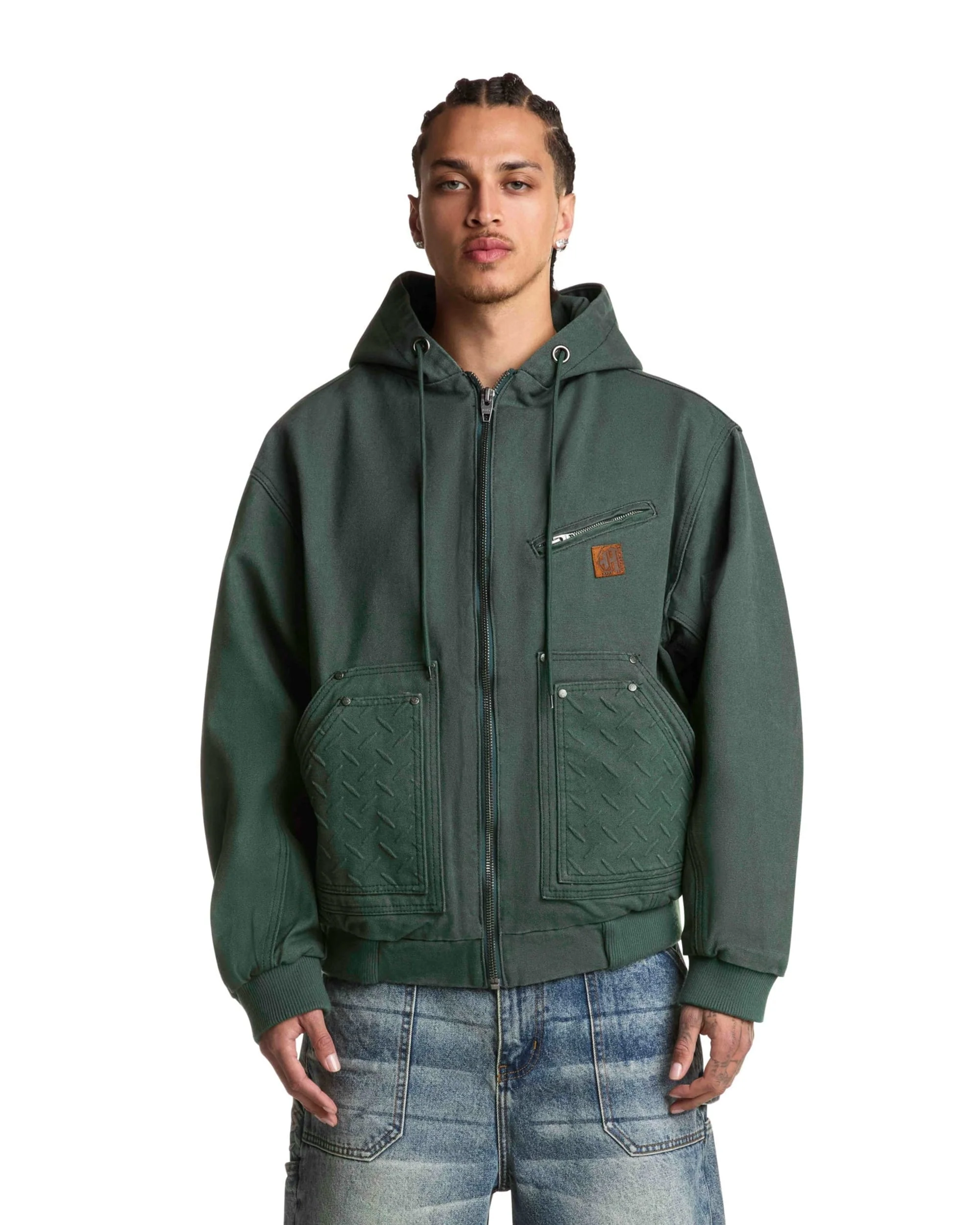 STEEL EMBOSSED CANVAS HOODED JACKET - Image 3