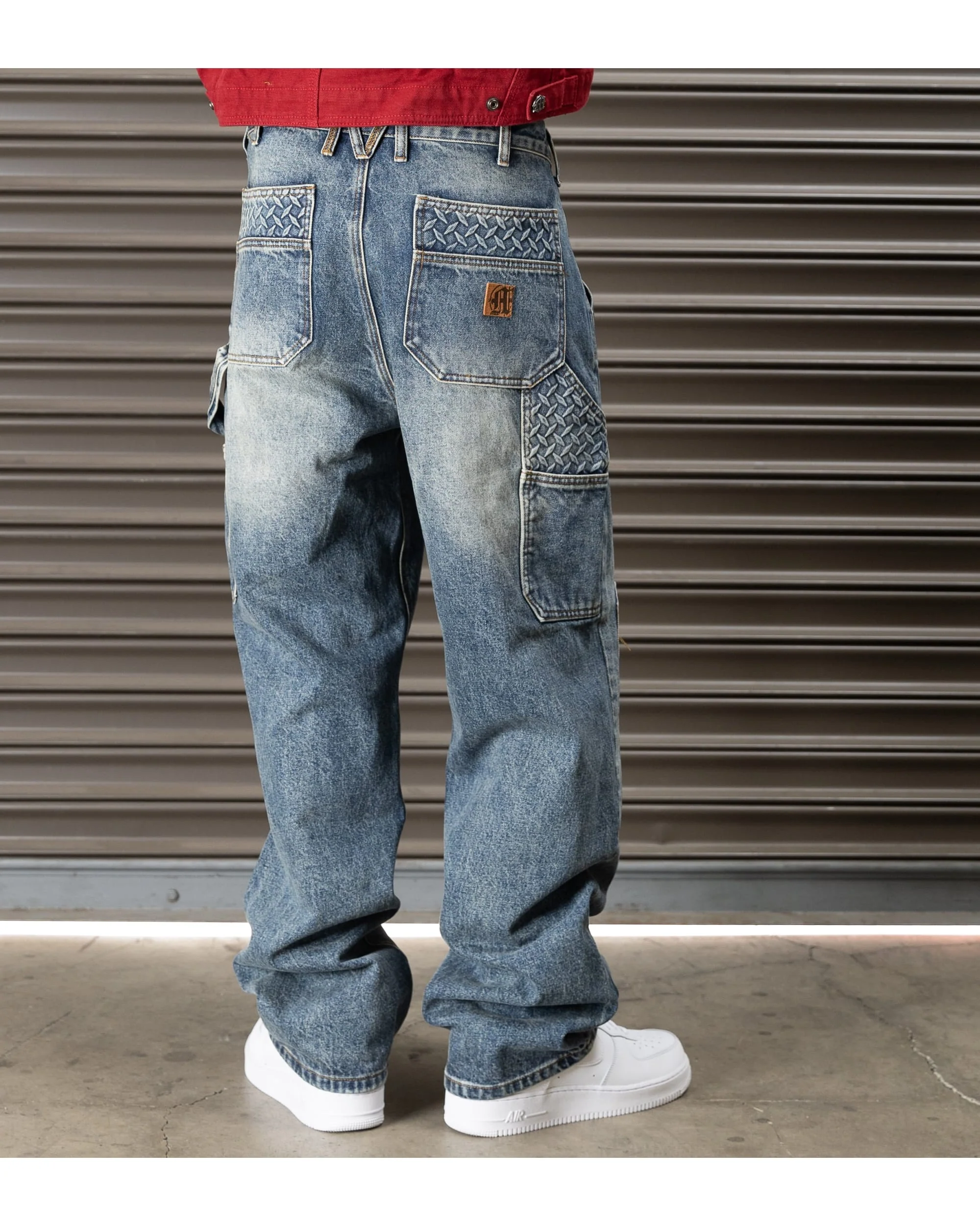 STEEL EMBOSSED DENIM CARPENTER PANTS - Image 4