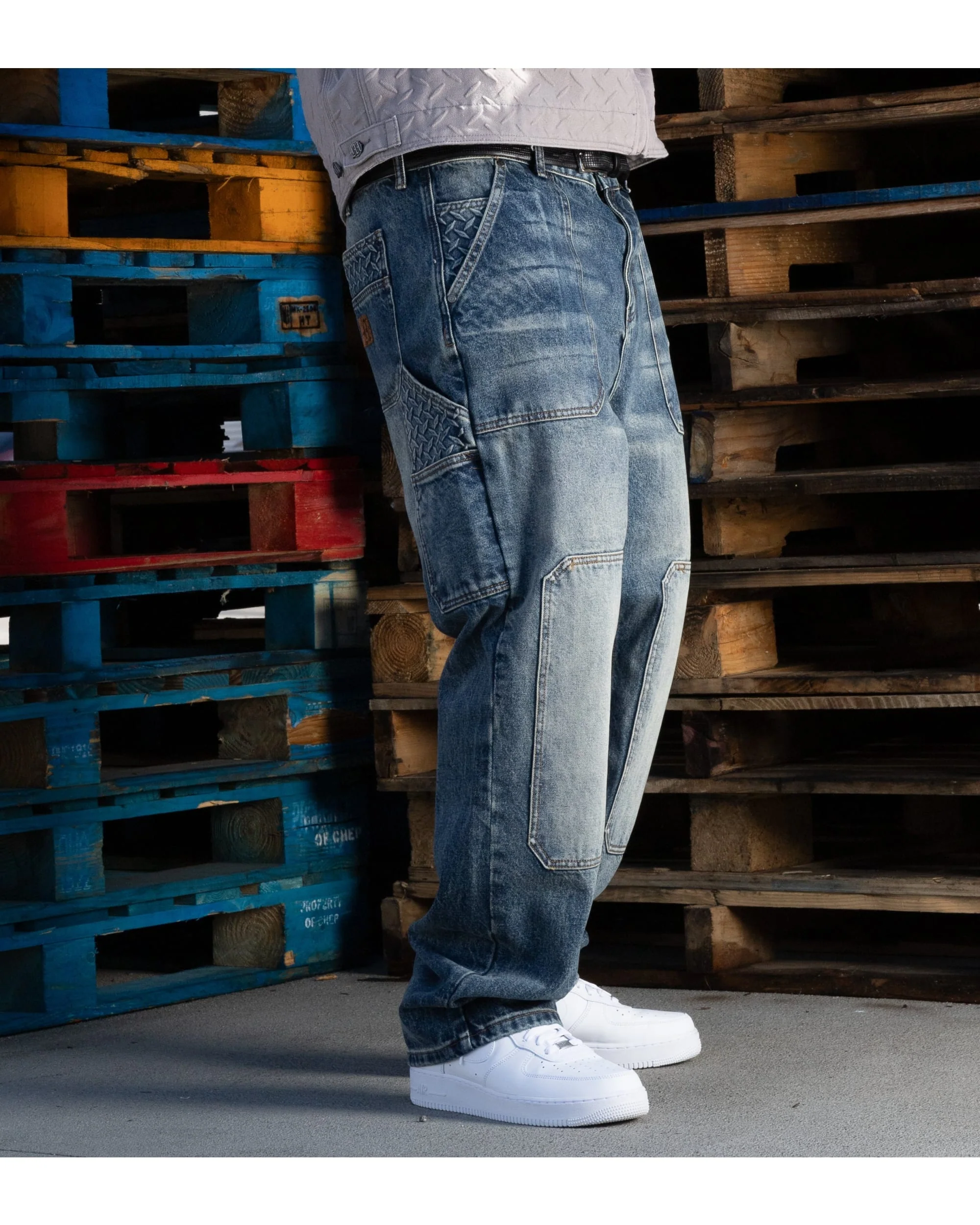 STEEL EMBOSSED DENIM CARPENTER PANTS - Image 6