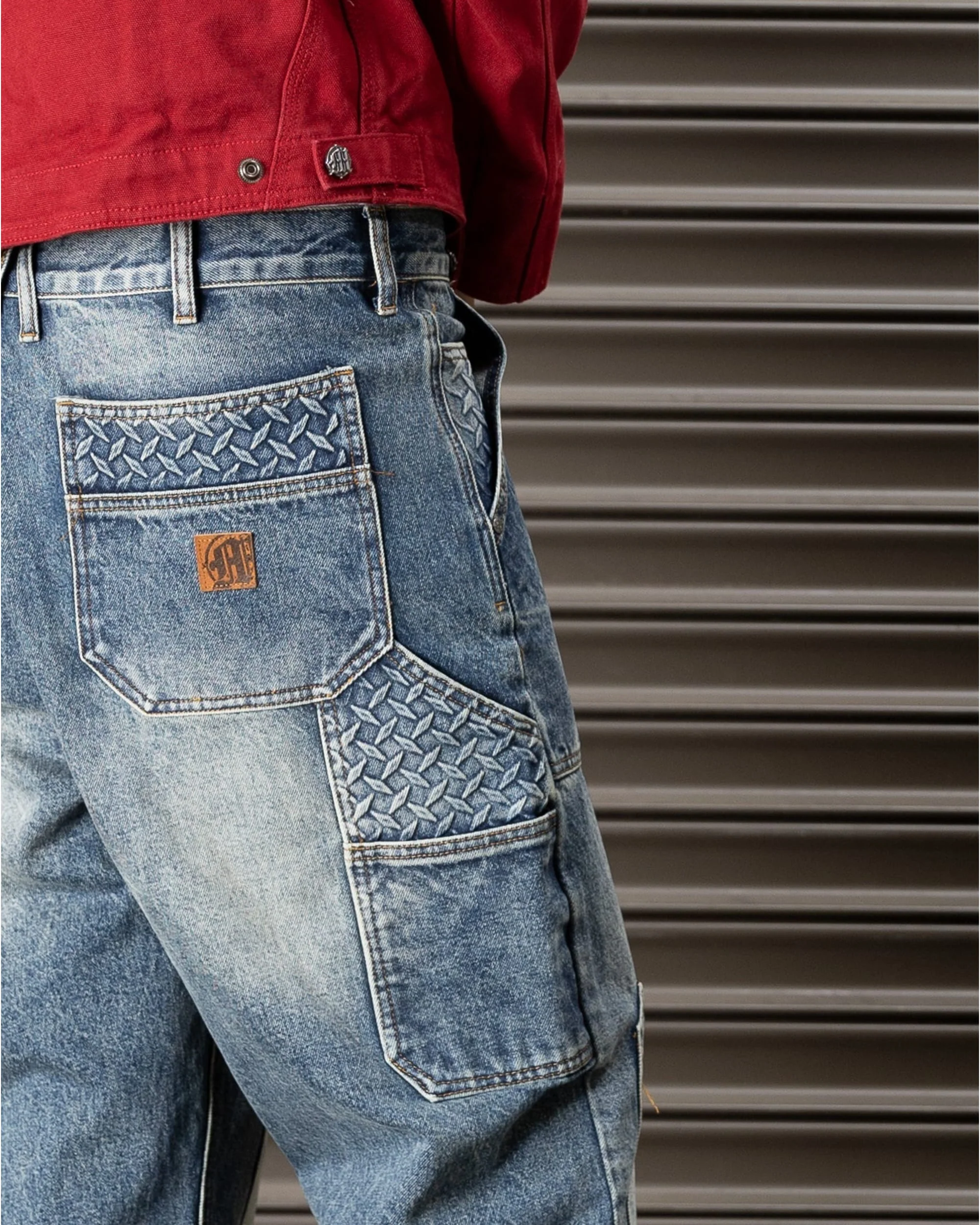 STEEL EMBOSSED DENIM CARPENTER PANTS - Image 7