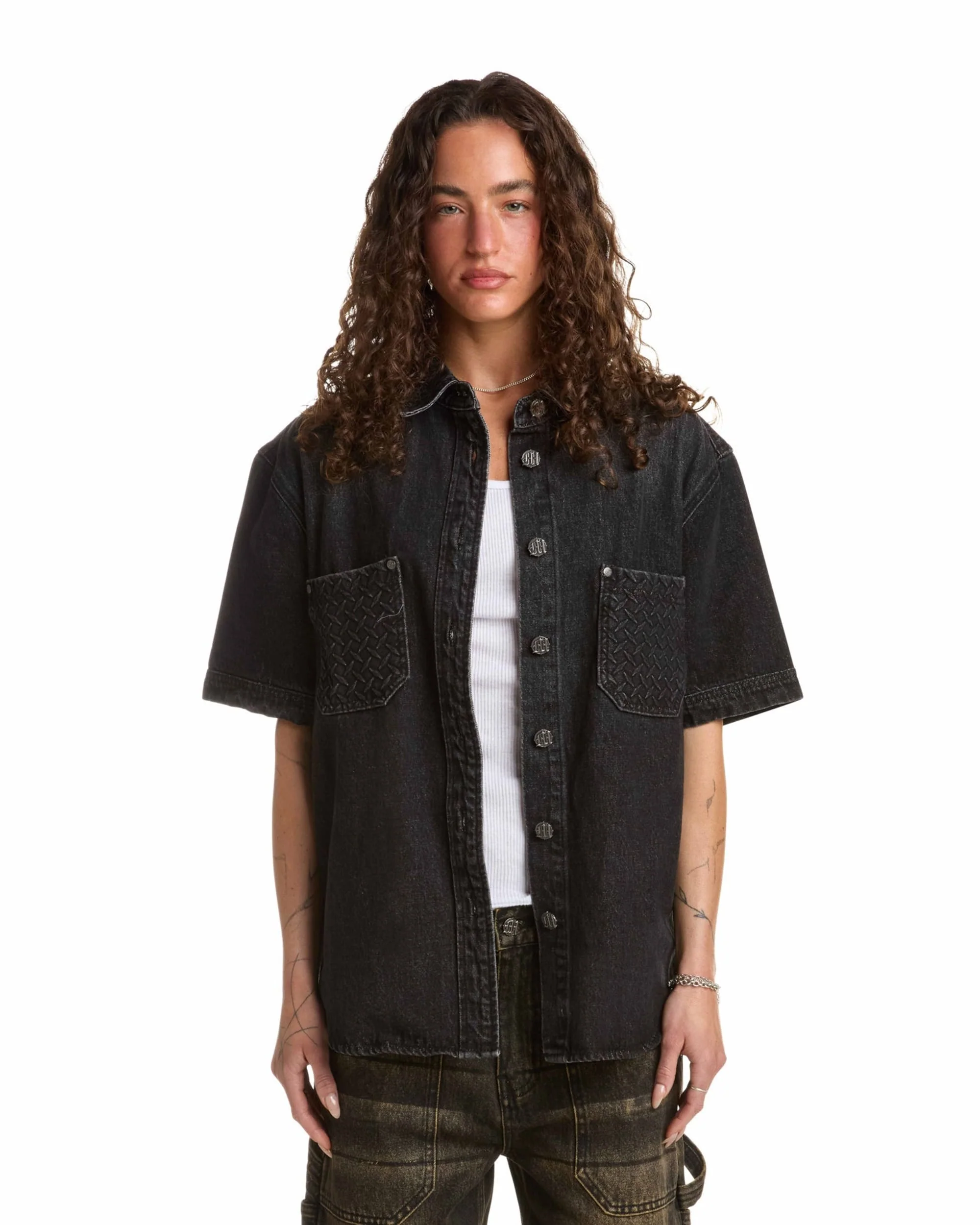 STEEL EMBOSSED DENIM WORK SHIRT - Image 6