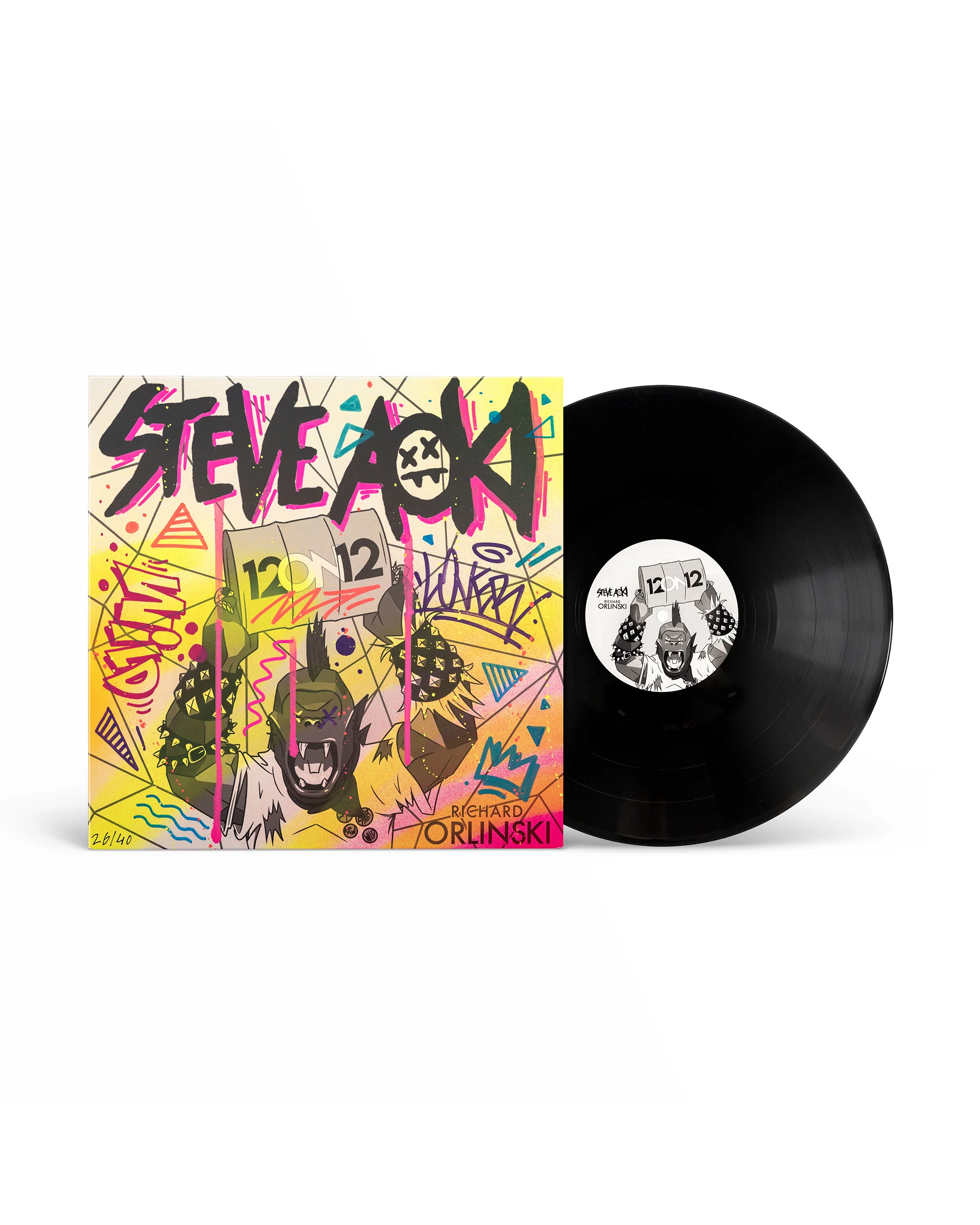 Steve Aoki x Richard Orlinski Vinyl Record, hand-finished by the artist