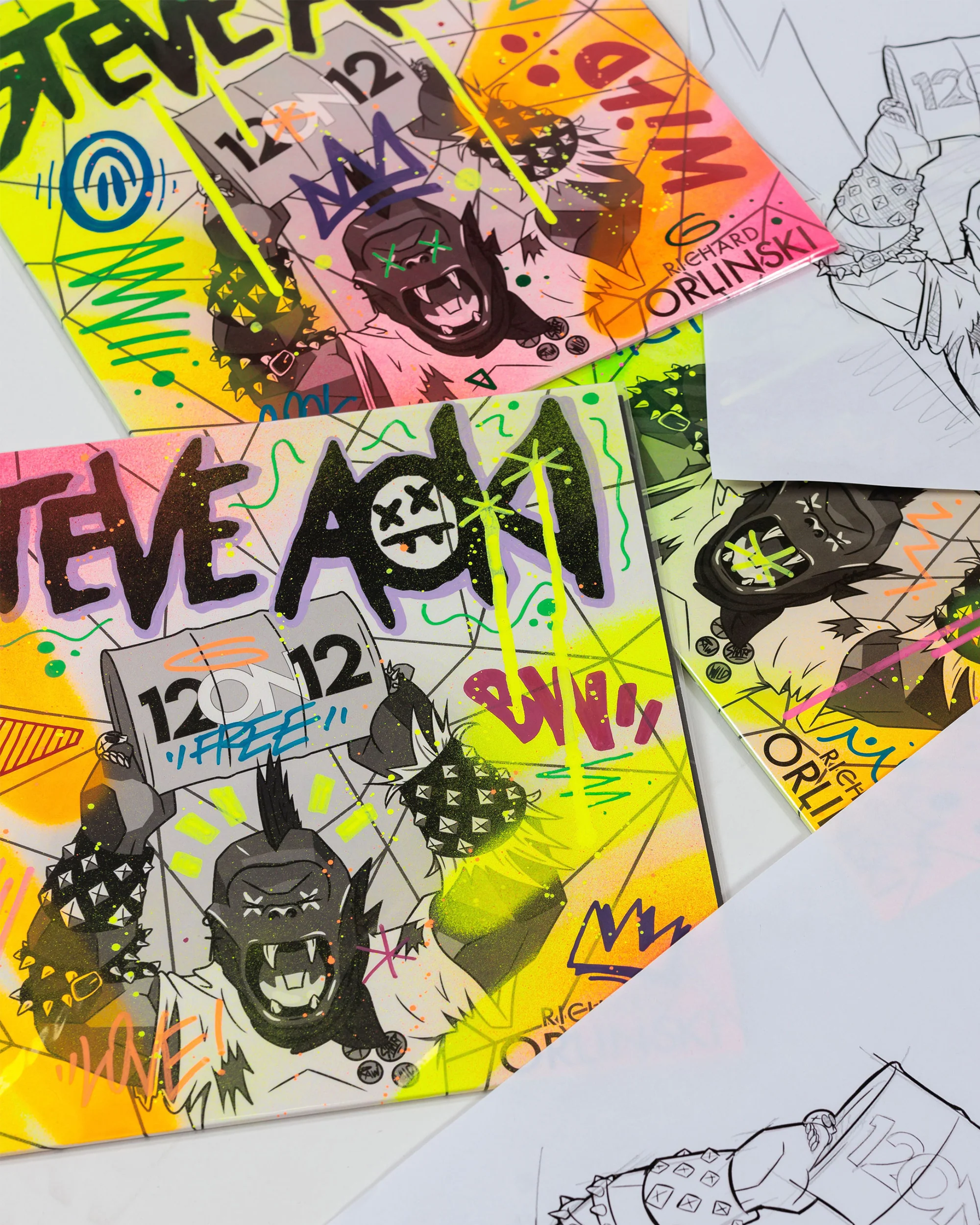 Steve Aoki x Richard Orlinski Vinyl Record, hand-finished by the artist - Image 7