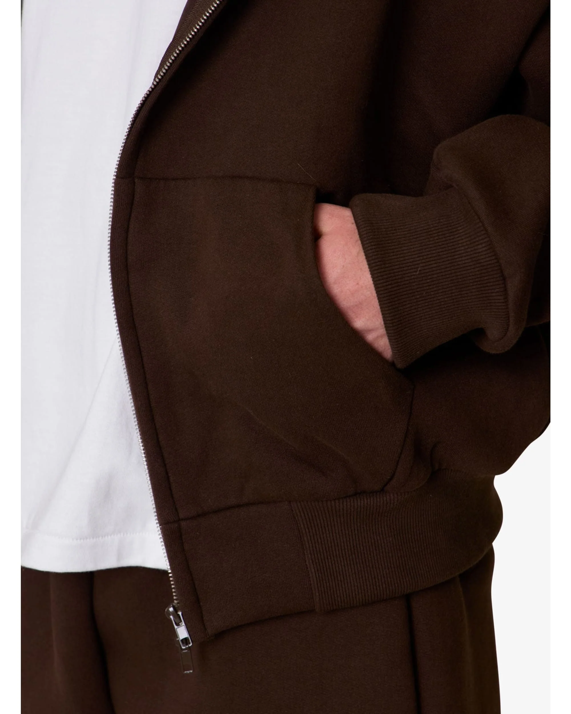 Stiff Lounge Zip Up Hoodie - Brown - Image 8