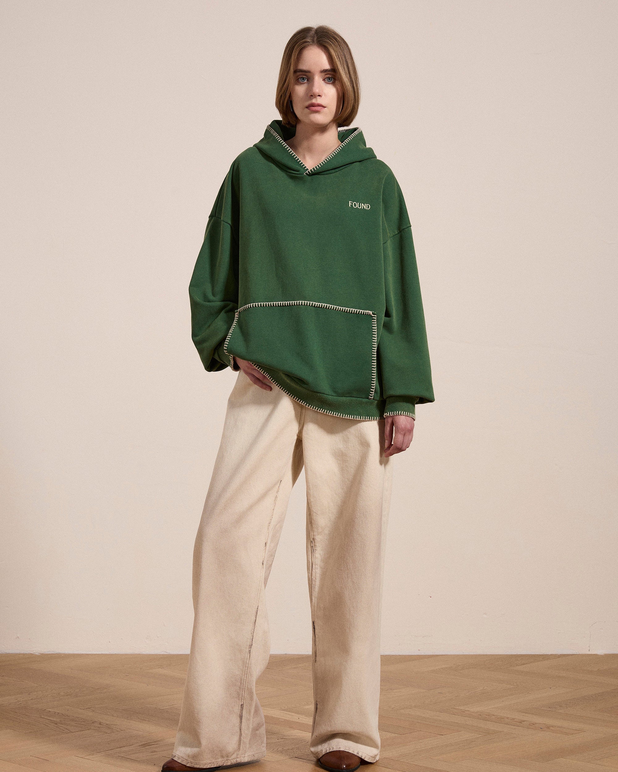 Stitched Border Distressed Logo Hoodie - Image 5