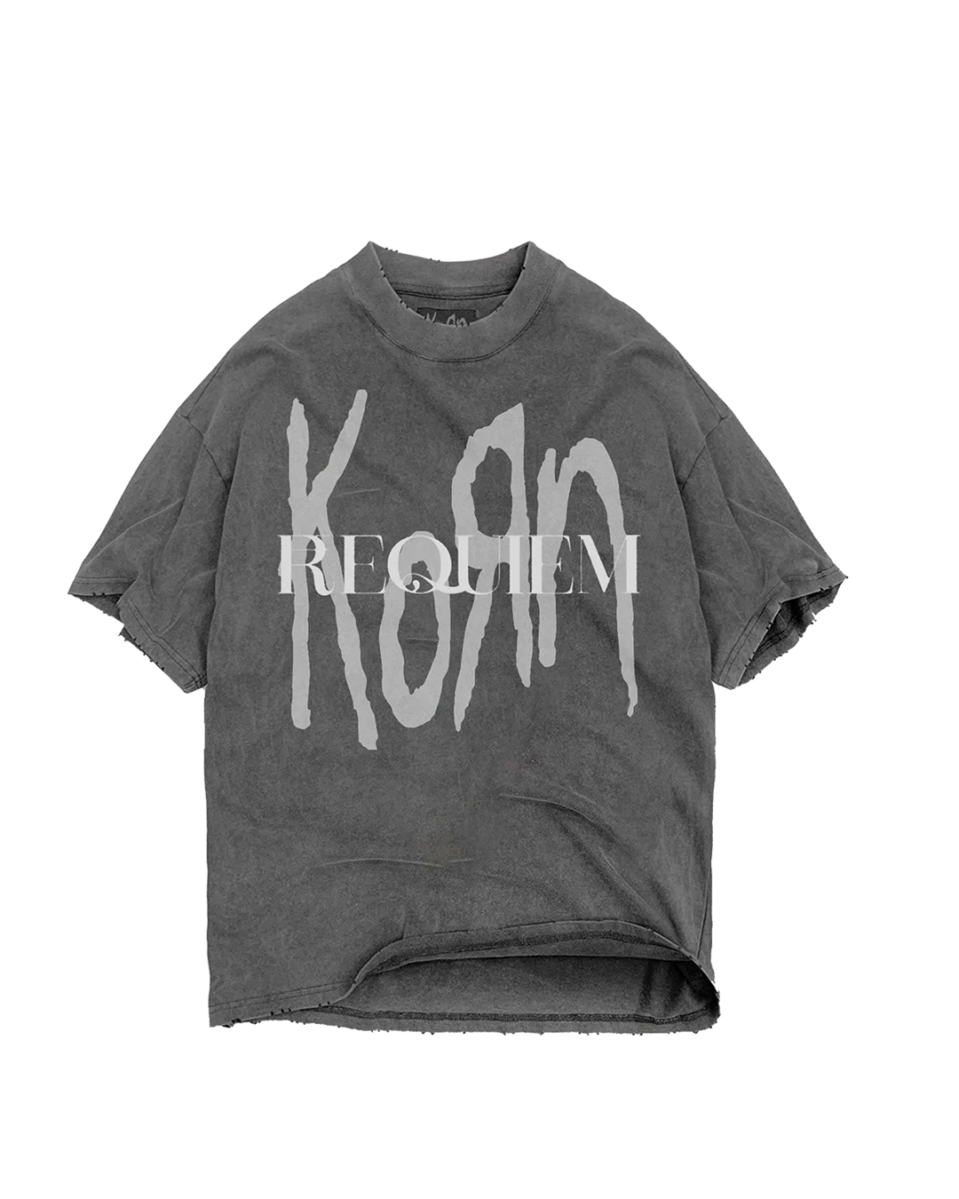 Strata x Korn Requiem Grey Acid Wash T-Shirt feat. Album Art Printed on Back
