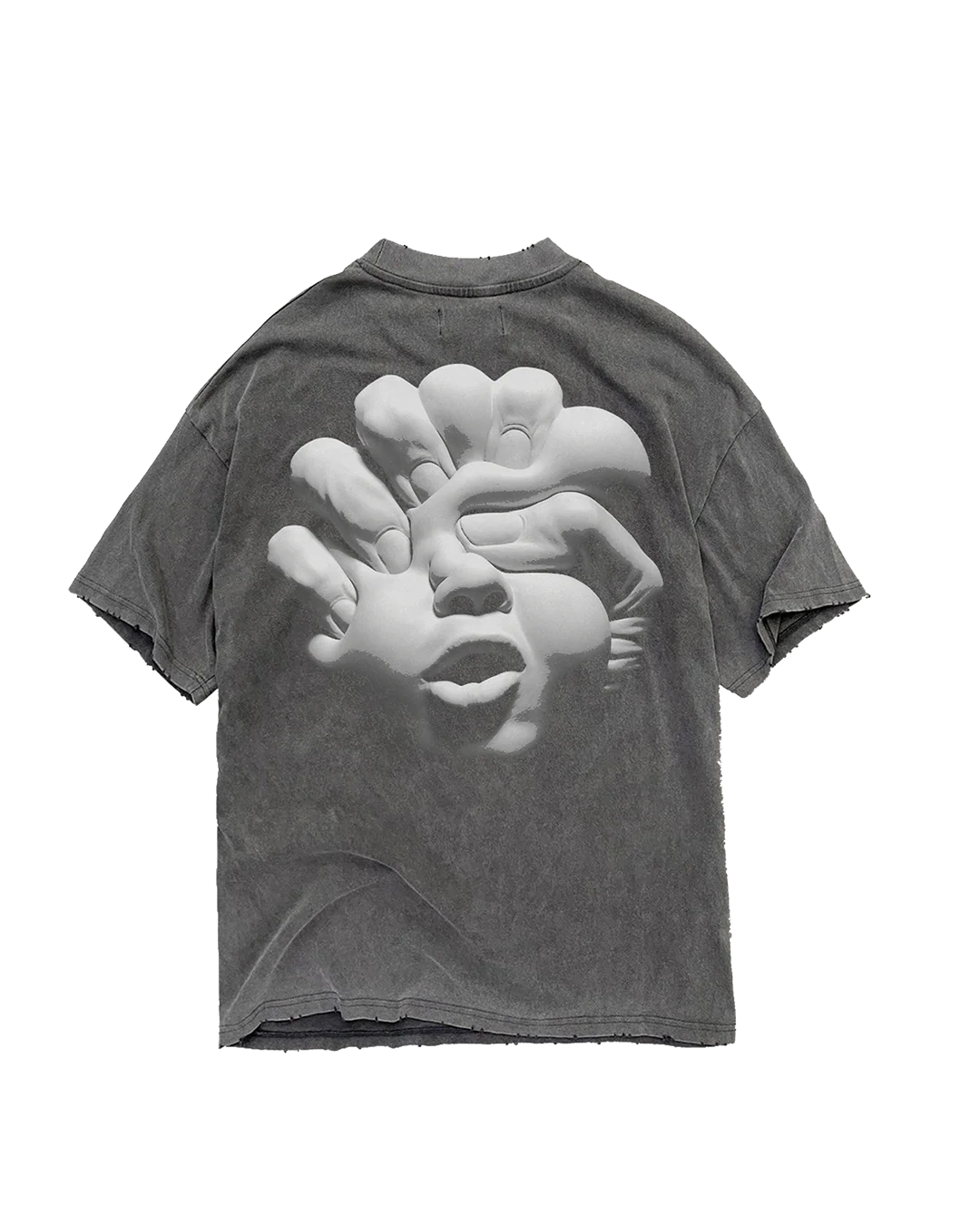 Strata x Korn Requiem Grey Acid Wash T-Shirt feat. Album Art Printed on Back - Image 2