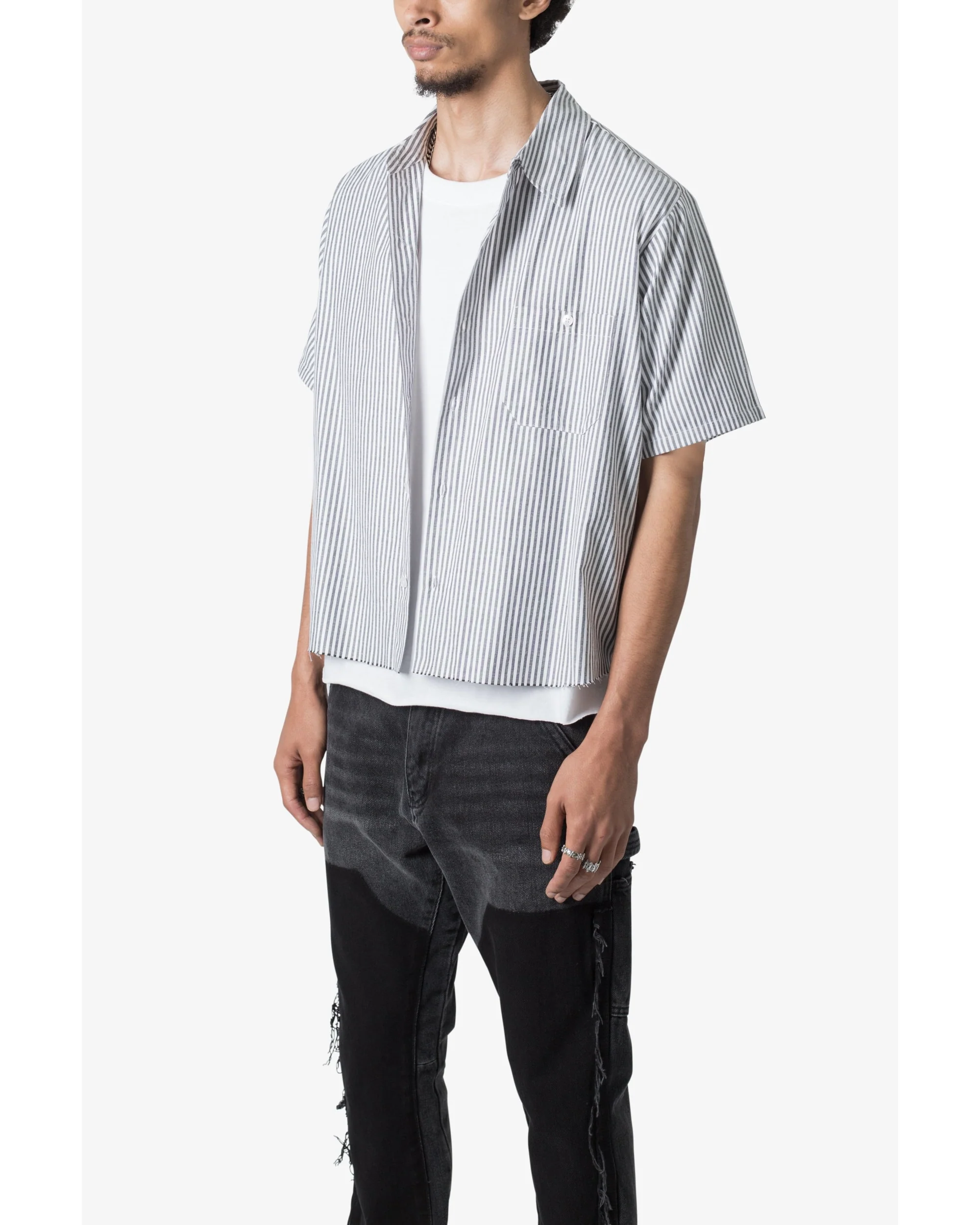 Striped S/S Shirt - Grey/White - Image 6