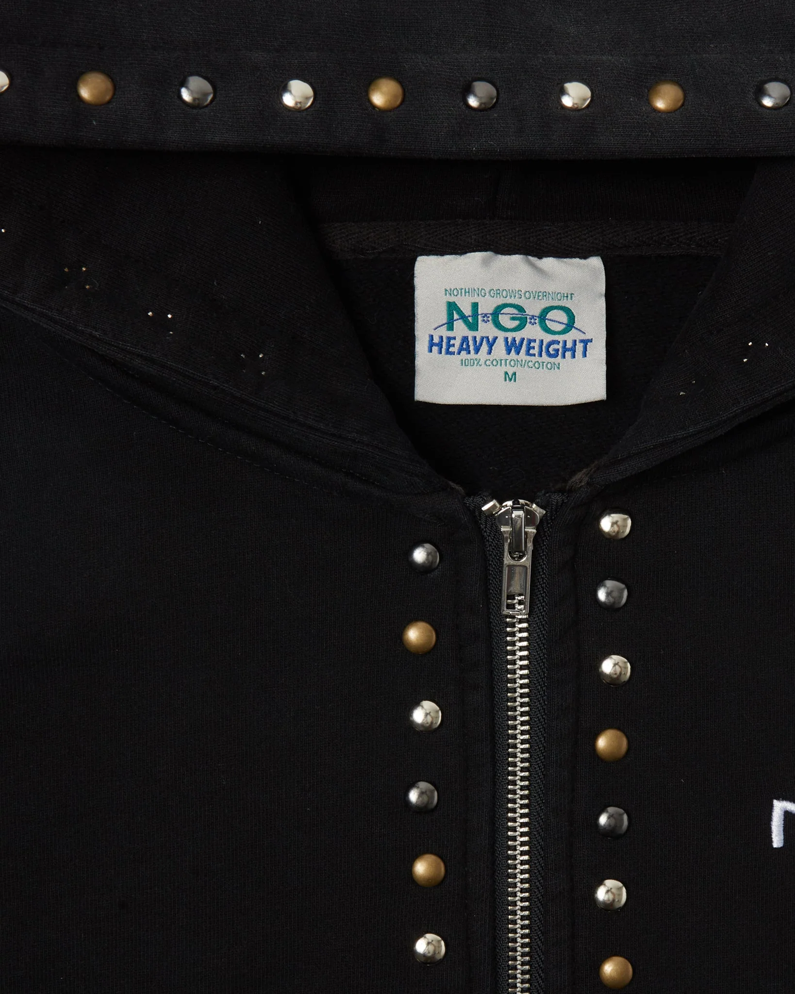 STUDDED BLACK ZIP UP HOODIE - Image 6
