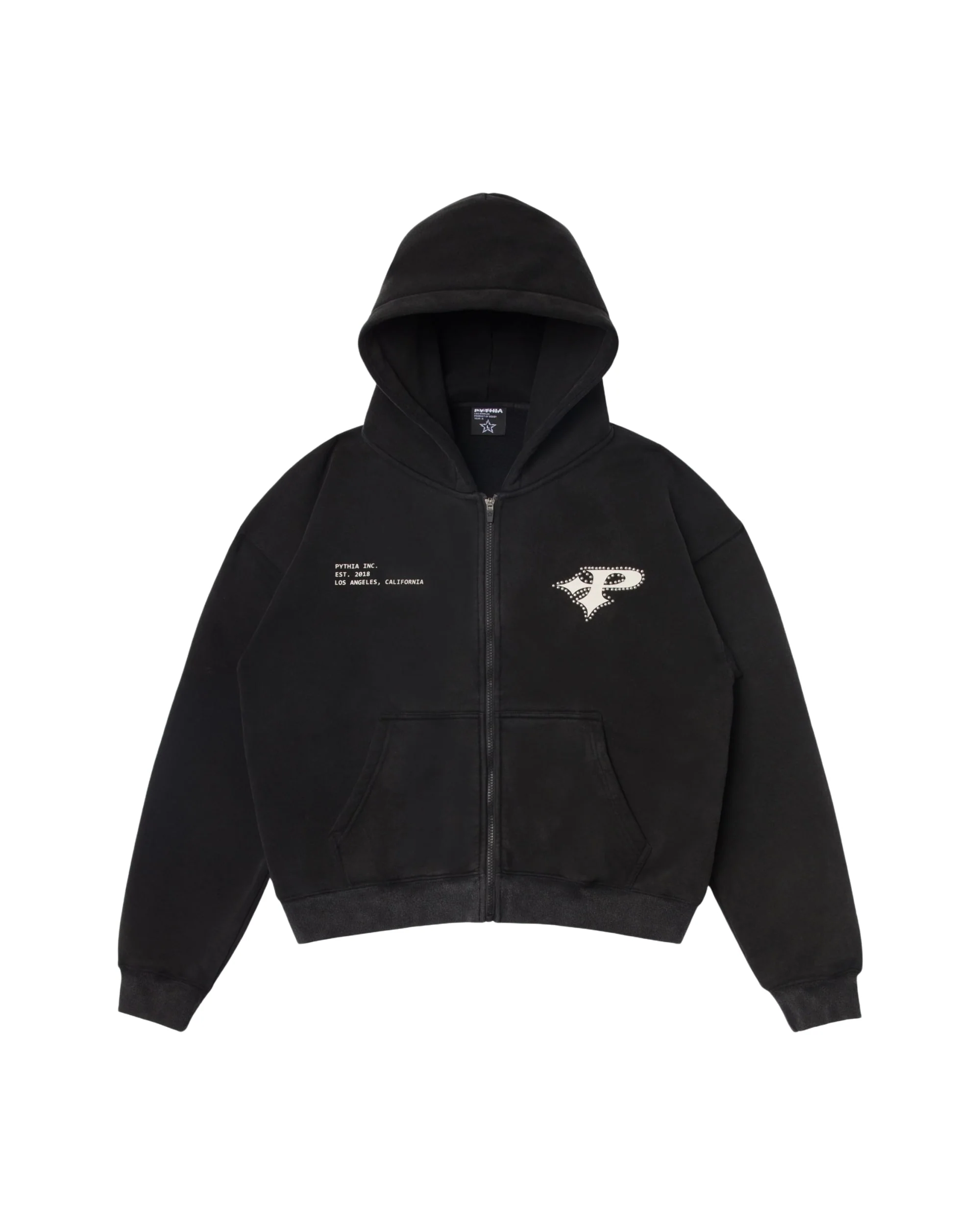 STUDDED LOGO HOODIE - WASHED BLACK