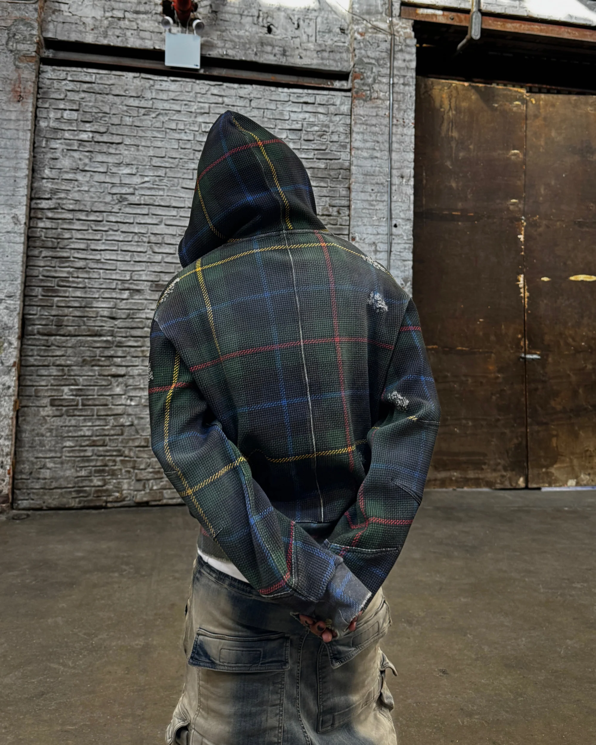 Tartan Plaid Hoodie Navy - Image 6
