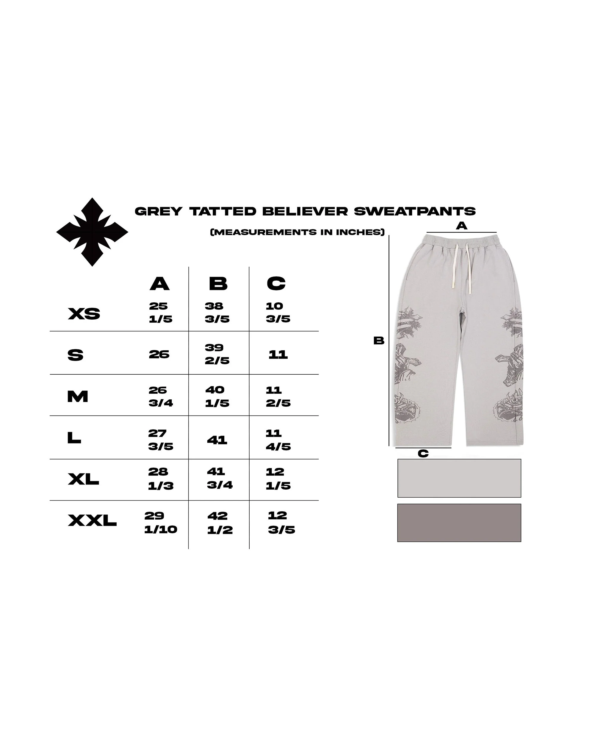 "Tatted Believer" Sweatpants (Grey) - Image 3