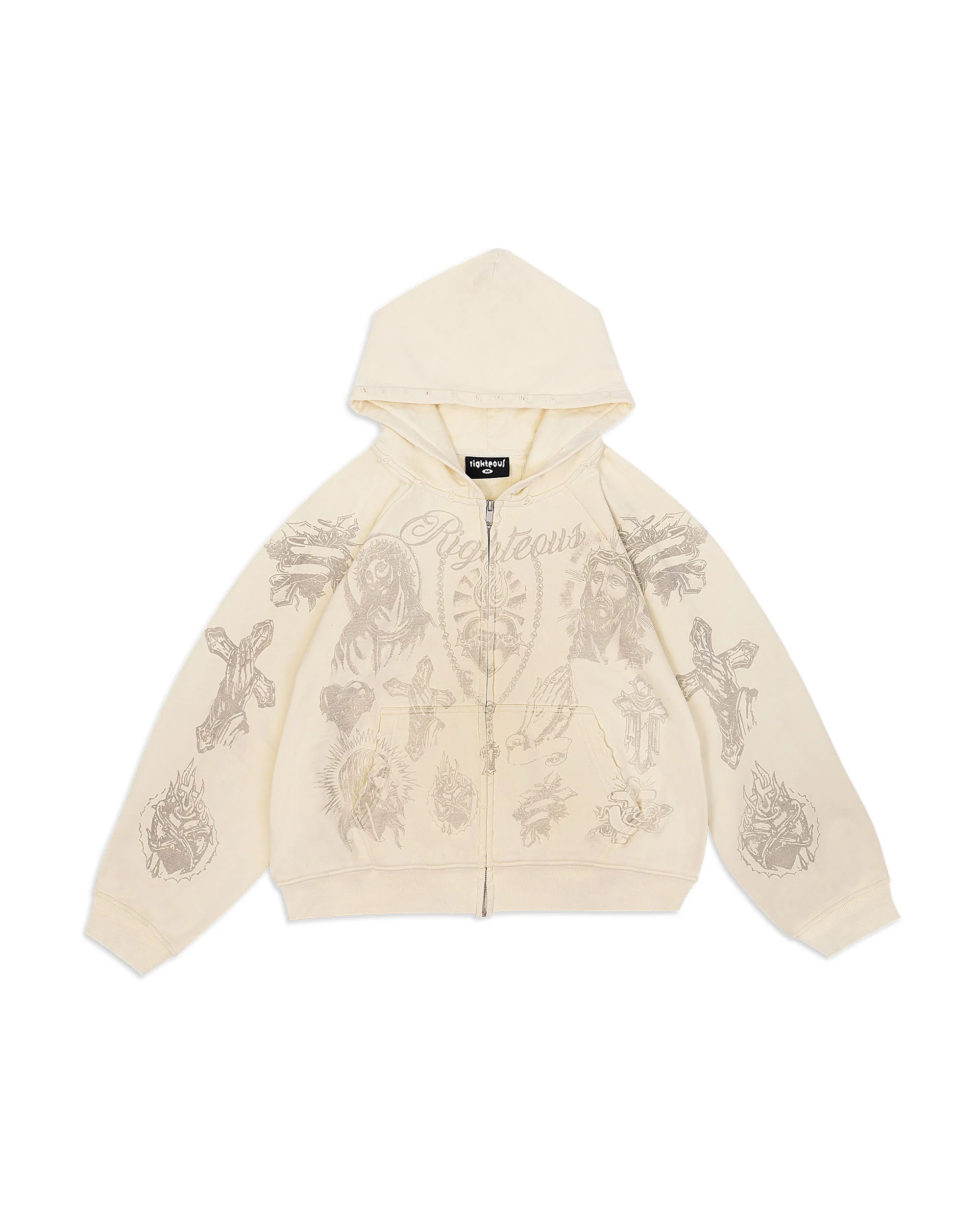 "Tatted Believer" Zip Up (Cream)